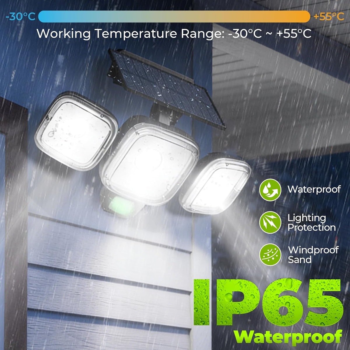 6000mAh Solar Motion Sensor Outdoor Lights with 3 Modes, 2 Pack