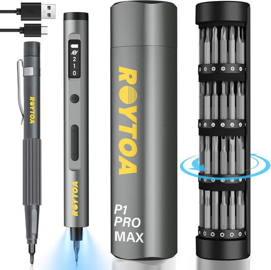 Mini Electric Screwdriver Set 3.7V, Precision Electric Screwdriver Cordless 80-in-1, 4 Torque Settings, 60 S2 Metal Bits, Magnetic Storage, Repair Tool for Electronics Watch Laptop Clocks Cameras