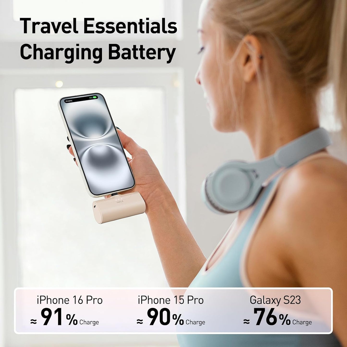 iWALK Portable Charger for iPhone 17/16/15 USB-C Small Power Bank 20W 4,500mAh Fast Charging Battery Pack Compatible with iPhone 15/16/17 Plus/17 Pro/17 Pro Max, Samsung Galaxy S25/S24/S23 Android