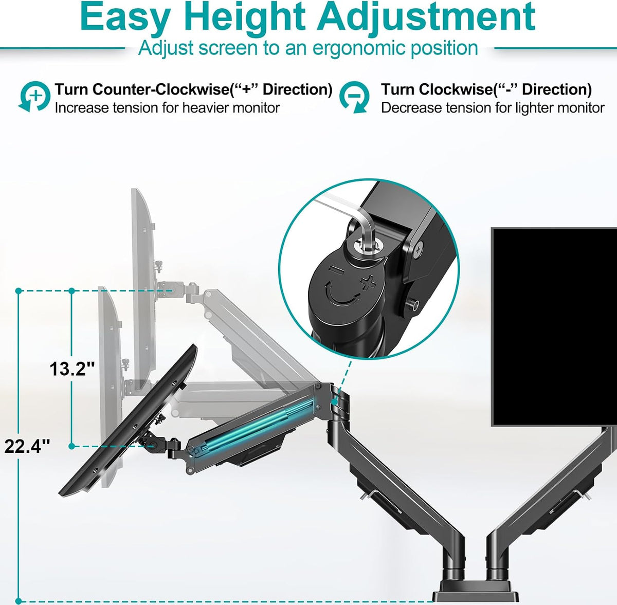 MOUNT PRO Ultrawide Dual Monitor Arm for Max 43" Monitor, Holds up to 33lbs