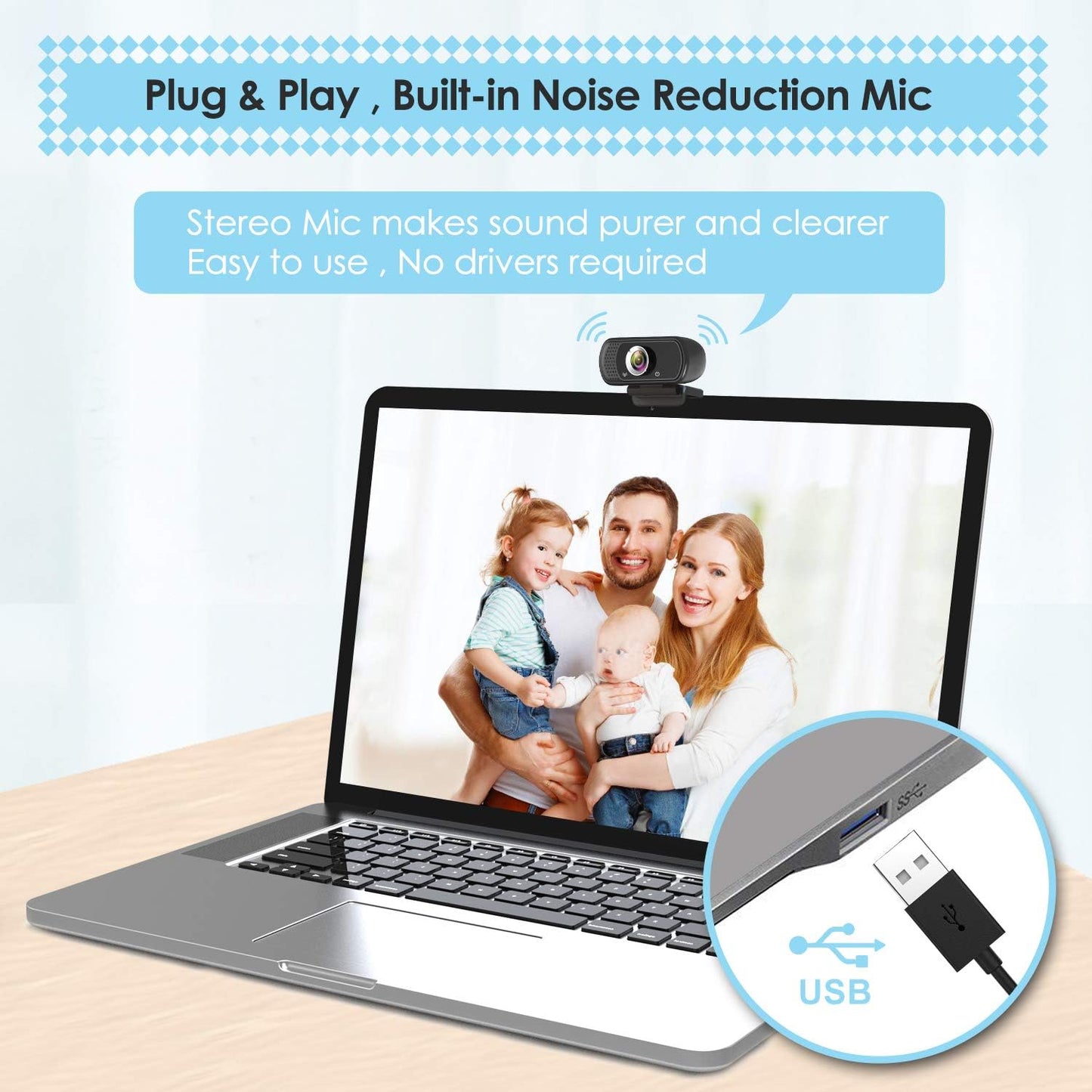 ToLuLu 1080P Webcam with Microphone, HD Webcam Web Camera with Tripod Stand | Widescreen USB Computer Camera, Streaming Mic Web cam for Online Calling/Conferencing,Facetime/YouTube Desktop Laptop PC