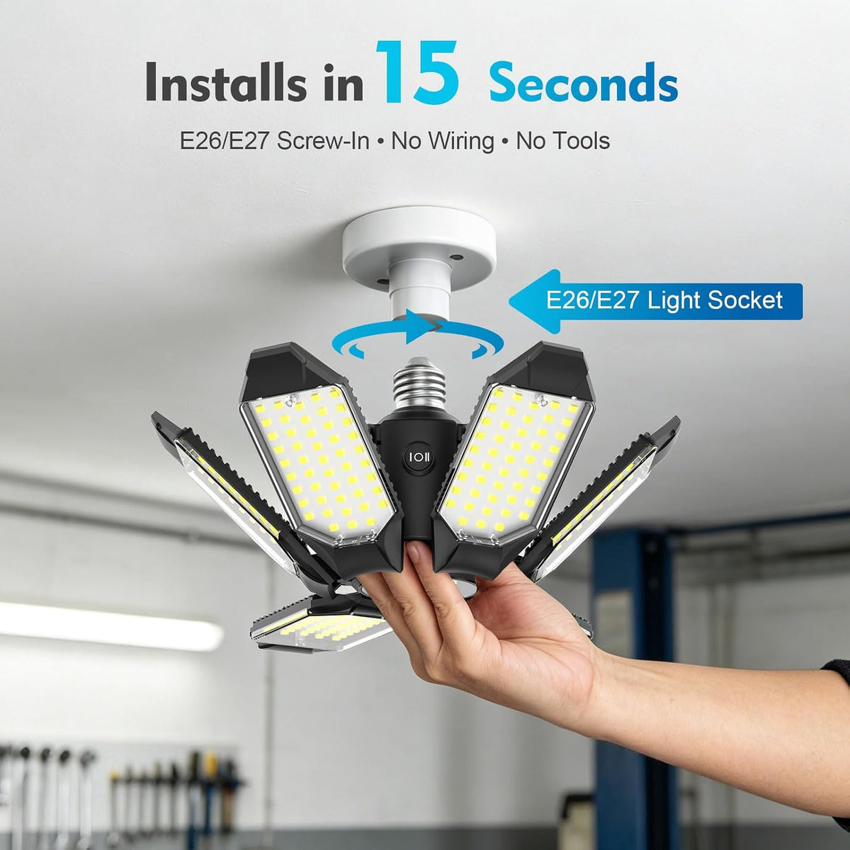 TANBABY 260W Motion Sensor Garage Lights with Remote Control, 30000LM, E26