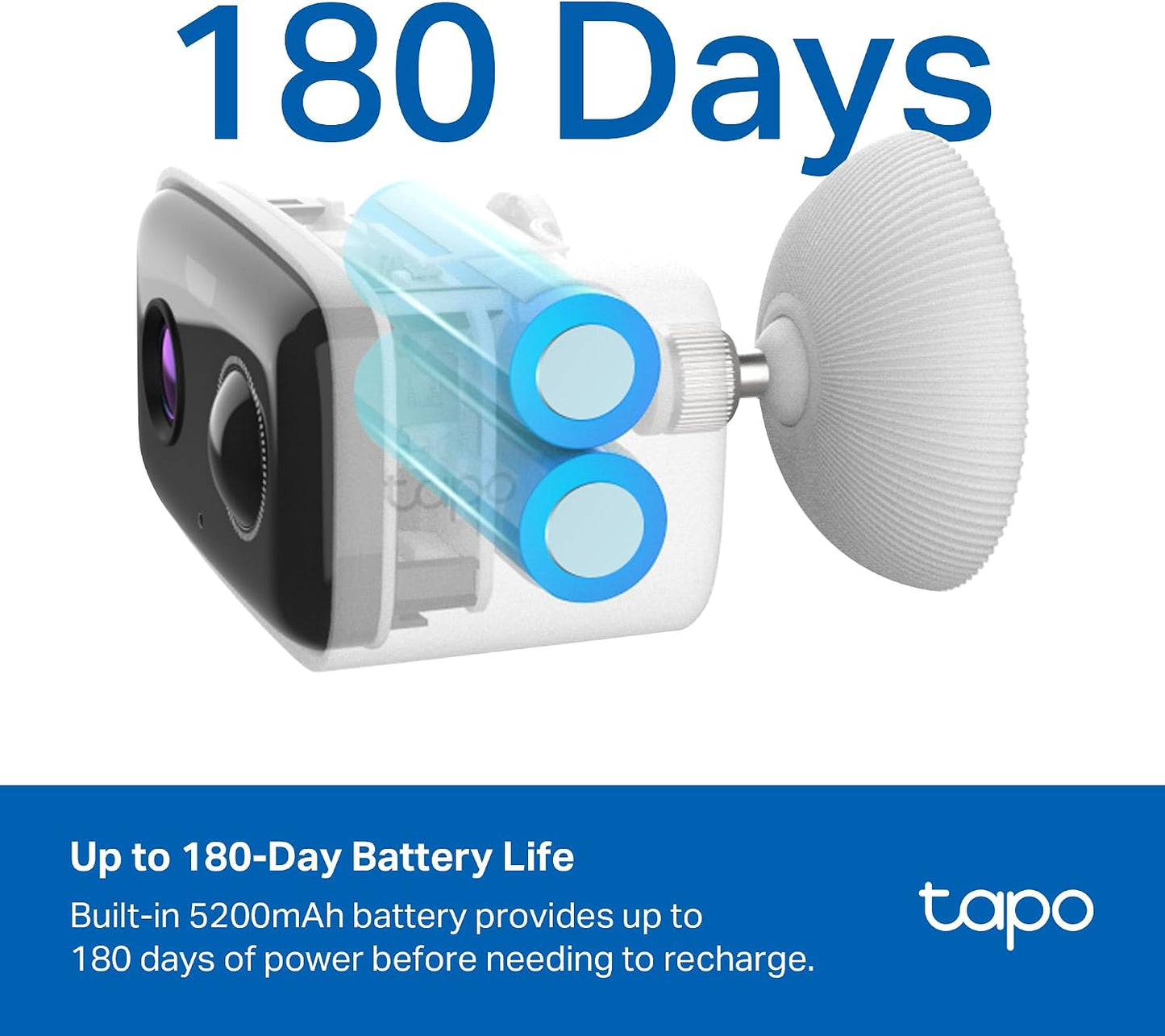 Tapo 1080p Outdoor Wireless Security Camera - Up to 180-Day Battery, Person Detection, Color Night Vision, Subscription-Free Local Storage or Optional Cloud, Works with Alexa & Google Assistant, C400