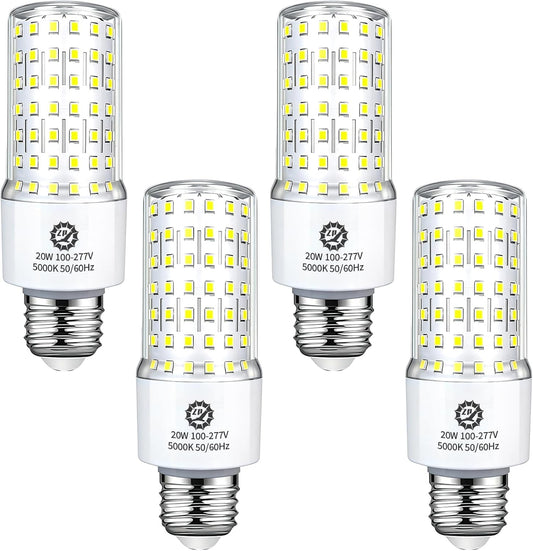 ZP 20W LED Light Bulb 4 Pack Corn Bulb 5000K Daylight Bulb E26/E27 Base