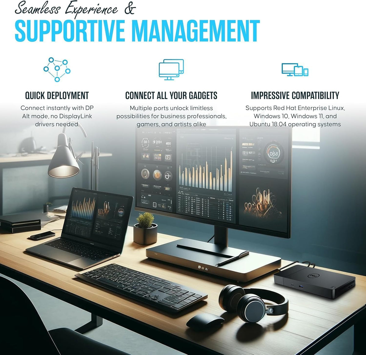 WD19S Dell USB-C Docking Station, Dual Monitor, 130W Supply, HDMI
