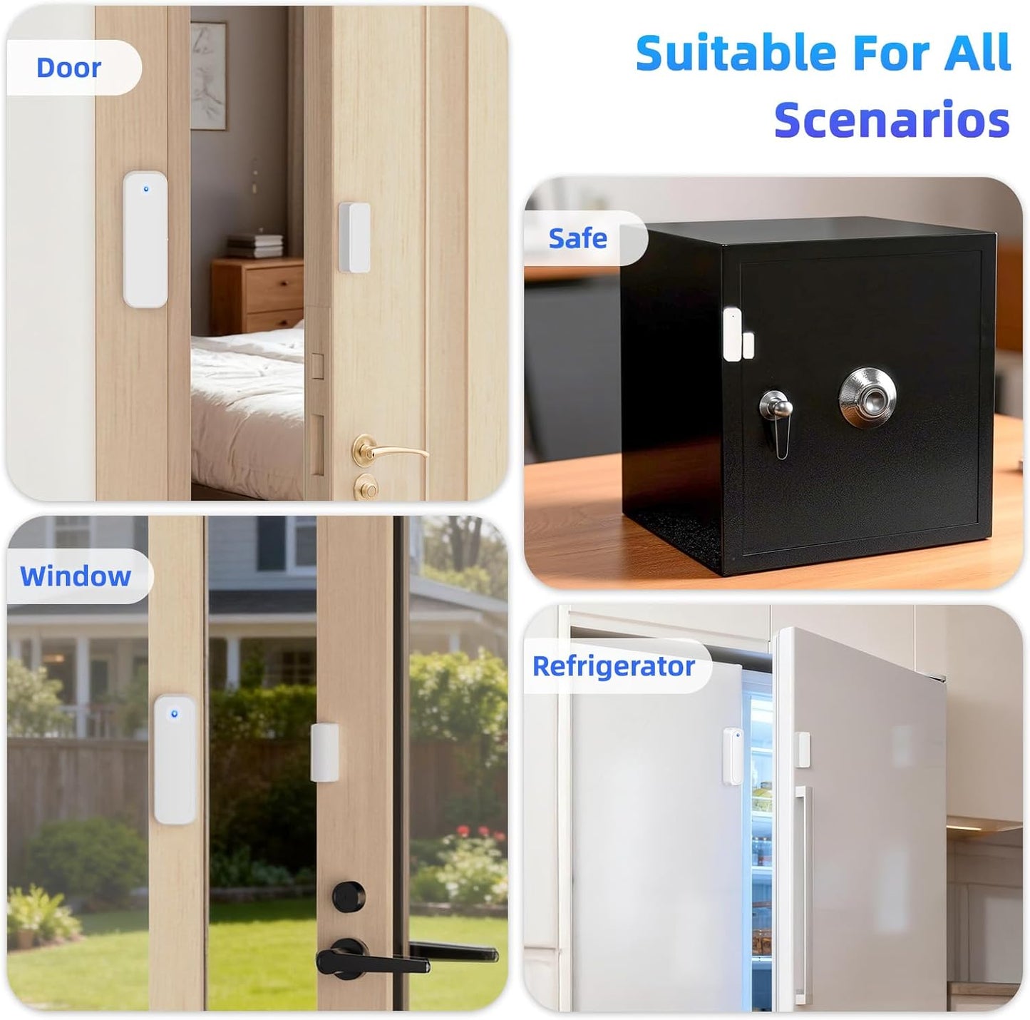 WiFi Door Sensor Chime, Smart Door Open Alert Window Sensor | For Business/Home/Kids Safety, Window Contact Alarm with Free App Notification, 500ft Range, 32 Melodies, 5 Volume Levels