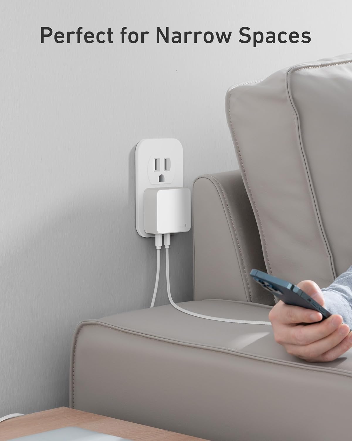 Nekmit 100W Flat USB C Charger Block, 3-Port GaN Fast Wall Charger(2*USB-C & 1*USB-A), USB C Wall Plug with Fixed Prongs for iPhone 17/16, MacBook Pro/Air, iPad, Galaxy and More