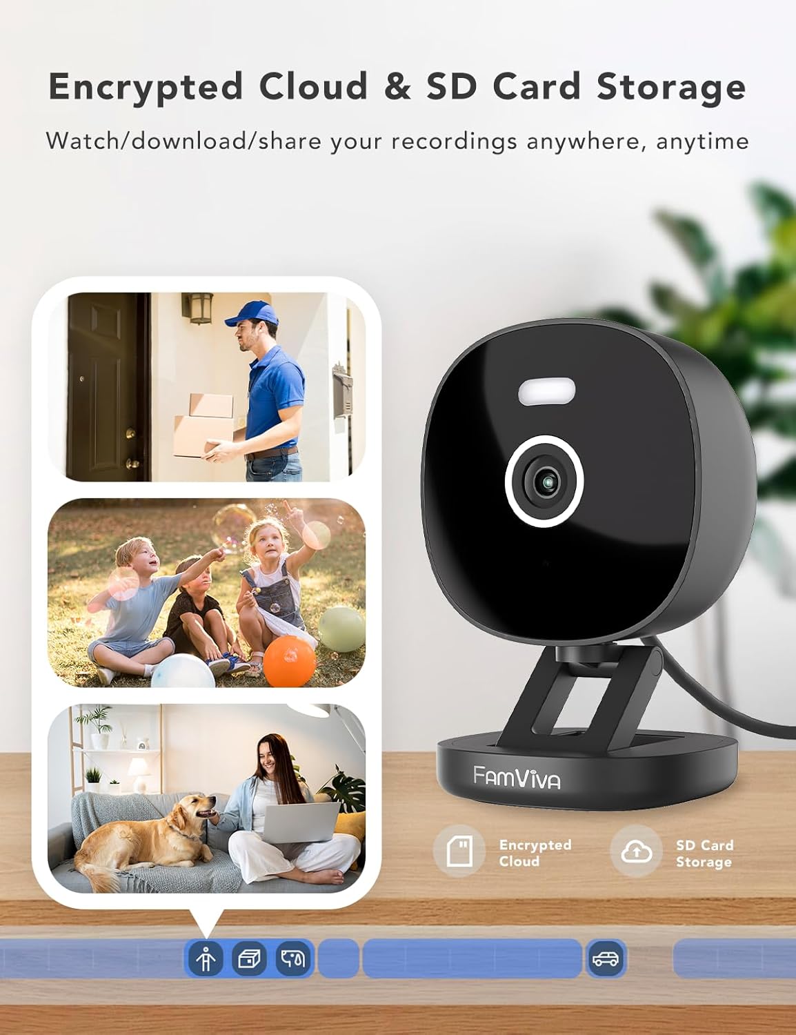 2K Wired Security Camera, Indoor/Outdoor for Home, Pet, Baby, Nanny, IP65 Waterproof Color Night Vision, White Light & Siren, Recording, Motion Detection, Works with Alexa,Pulg in, Black-4P