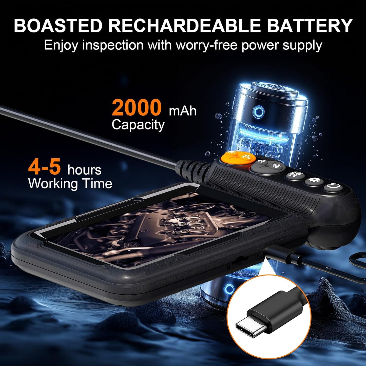 Daxiongmao Endoscope Camera with Light, Dual Lens 1080p HD Borescope, IP67 Waterproof Snake Camera – Ideal for Inspecting Walls, Vents, Automotive Engines, Pipes – A Great Tool Gift for Men (16.4ft)