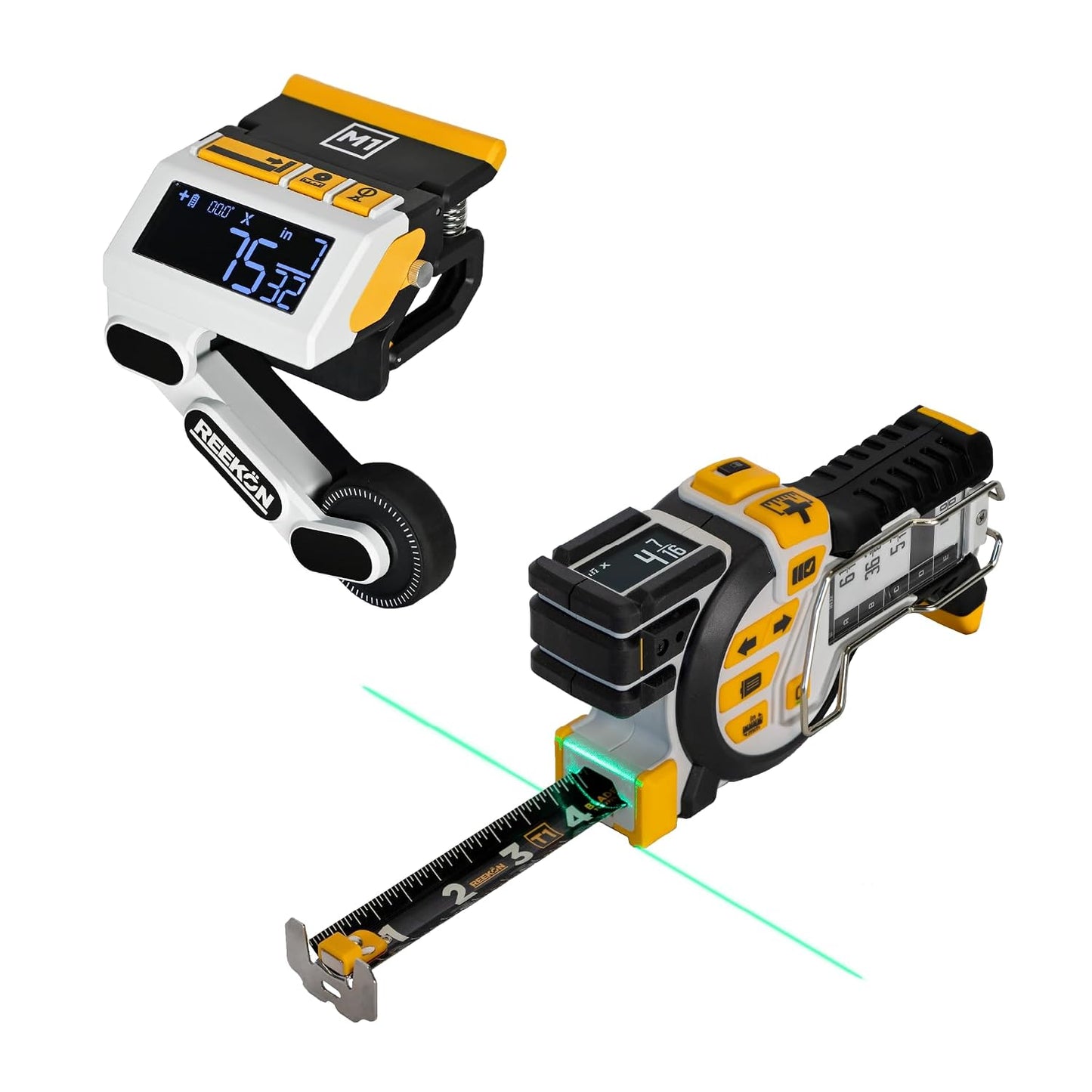 REEKON M1 Caliber and T1 Tomahawk Digital Tape Measure Bundle - Professional Grade Precision Measuring Tools that Save Time and Reduce Errors on The Job