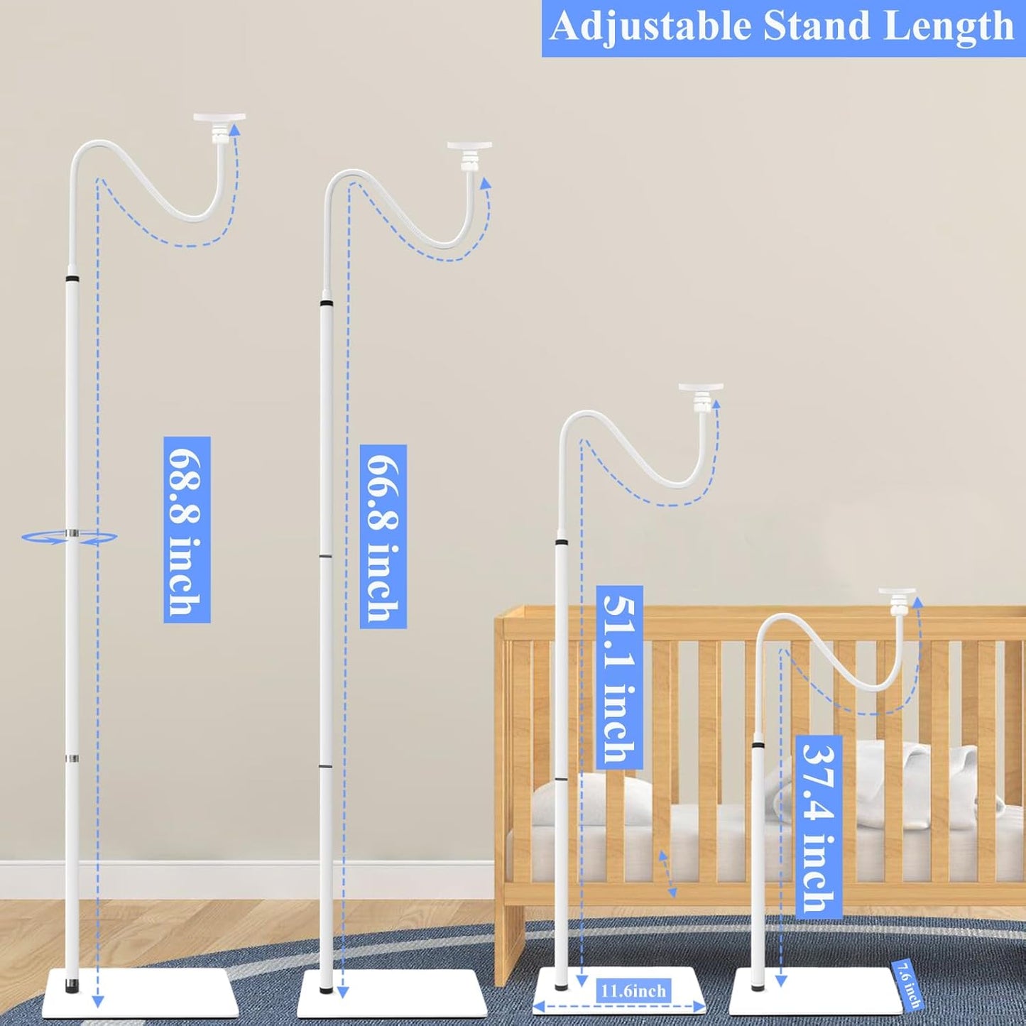 Baby Monitor Floor Stand Holder Mount Compactible for eufy E20,E21,E30, Indoor Cam S350,Spaceview E110, Spaceview pro E210,E220