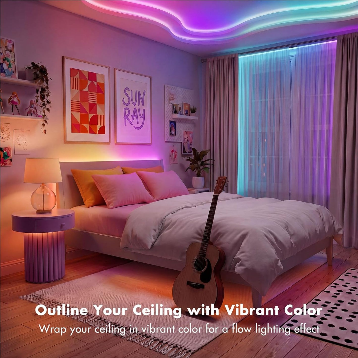 IC Smart RGB LED Strip Lights, 65.6FT LED Lights for Bedroom, App Control/Remote Control, Music Sync, DIY Design, Rainbow Chasing Effects, Strip Lights for Home, Party Decor