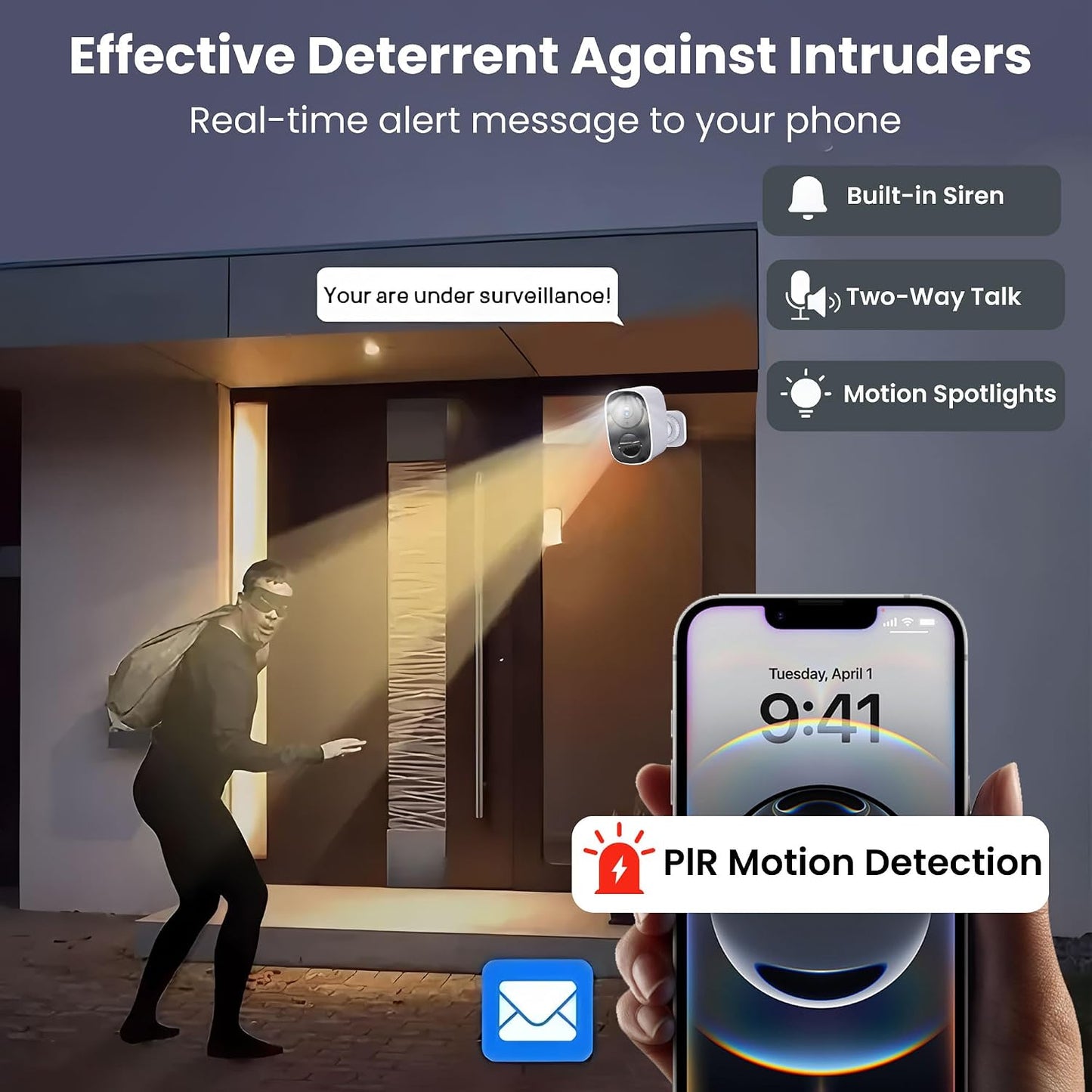 2026 Upgraded 2K Security Cameras Wireless Outdoor, Free Cloud Storage, 1-6 Months Battery Life, Waterproof, 2-Way Talk, AI Motion Detection Spotlight Siren Alarm Cameras for Home Security