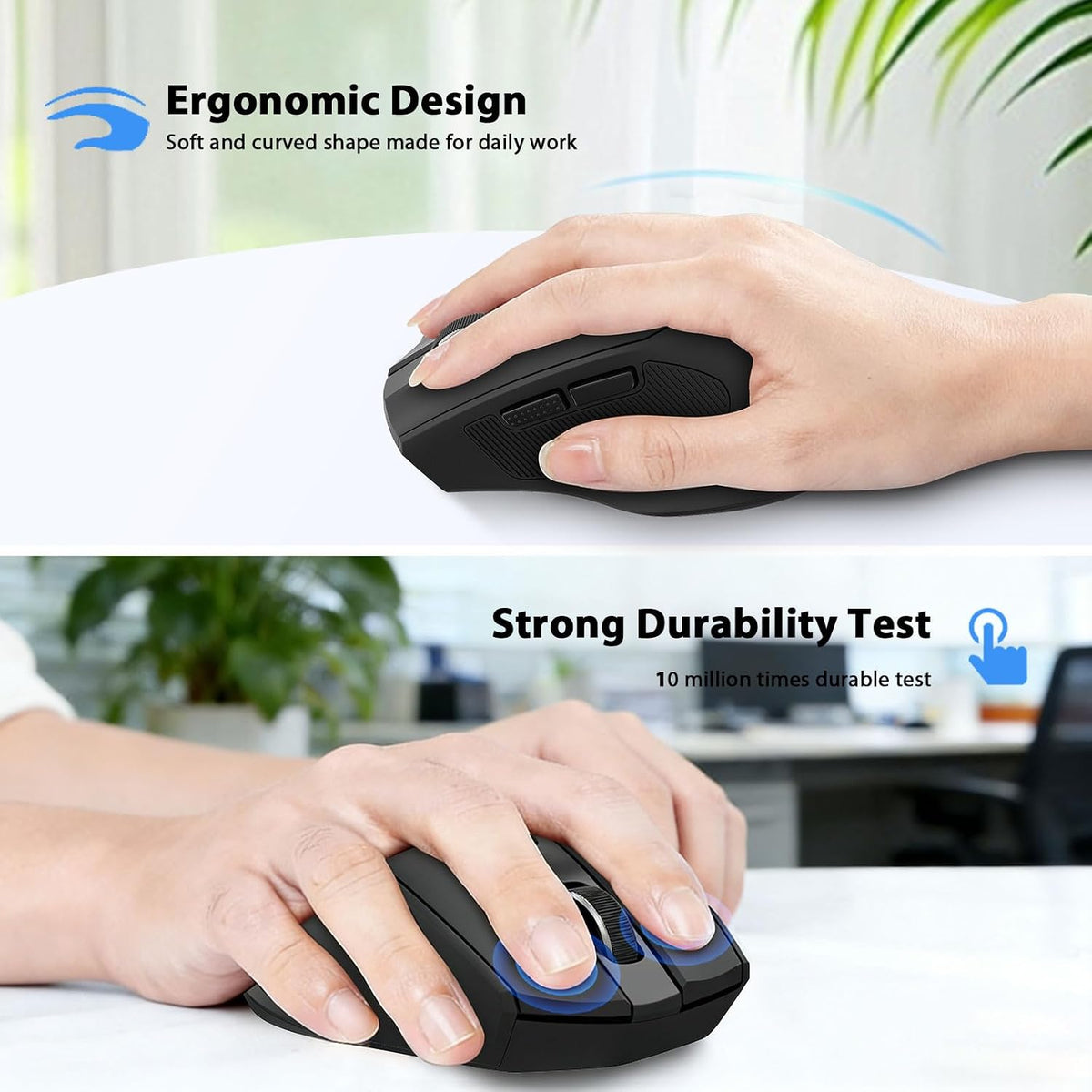 Redragon Wireless Mouse for Laptop, 2.4GHz Computer Mouse with USB Receiver | Up to 24-month battery life, 5 DPI levels up to 4000, 6 buttons, auto sleep, plug-and-play, anti-sweat grips