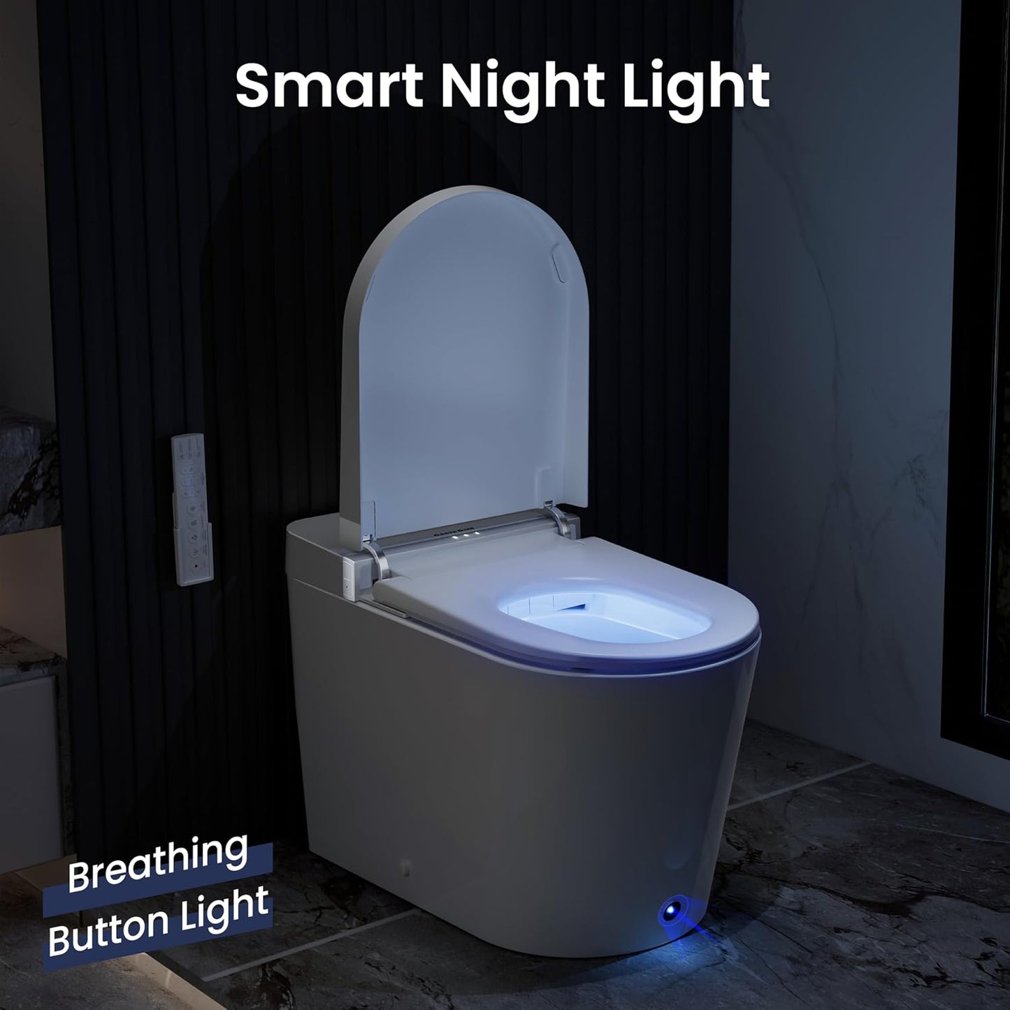 Casta Diva Smart Toilet with Bidet Built in, Foot Sensor, 1.28GPF(CD-K020) | Bidet Toilet with Wider Heated Seat, Warm Water & Dryer, Auto Flushing, Night Light, Remote Control