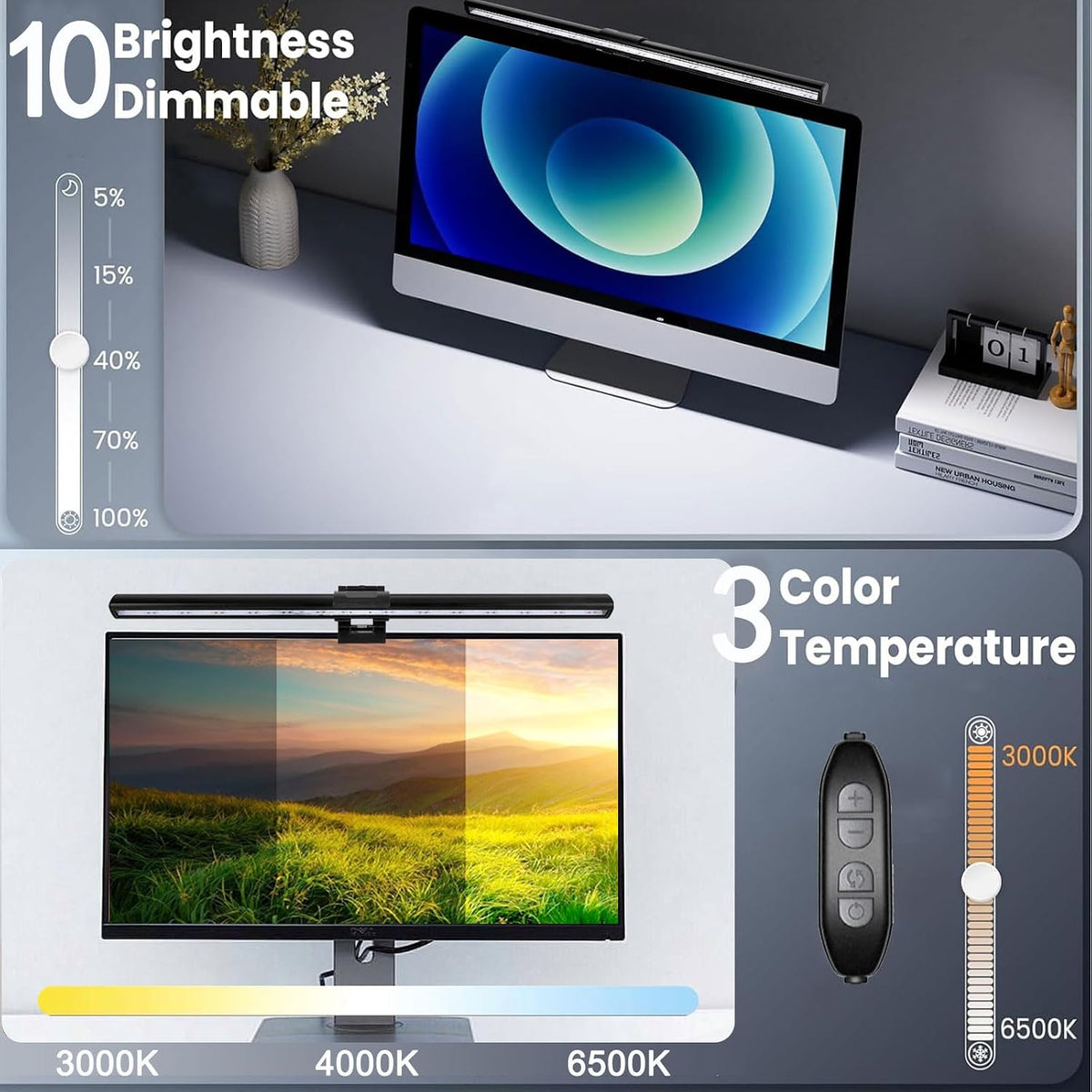 40cm Computer Monitor Lamp, No Screen Glare Light Bar Eye Caring USB Lamp
