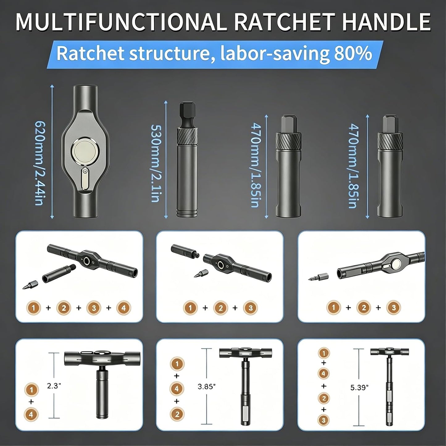 24 in 1 Magnetic Screwdriver Set, DIY Ratchet Screwdriver Set | Multifunctional Toolbox with Detachable Ratchet Handle, Portable Precision Repair Tool Kit for Furniture Computer Bicycle