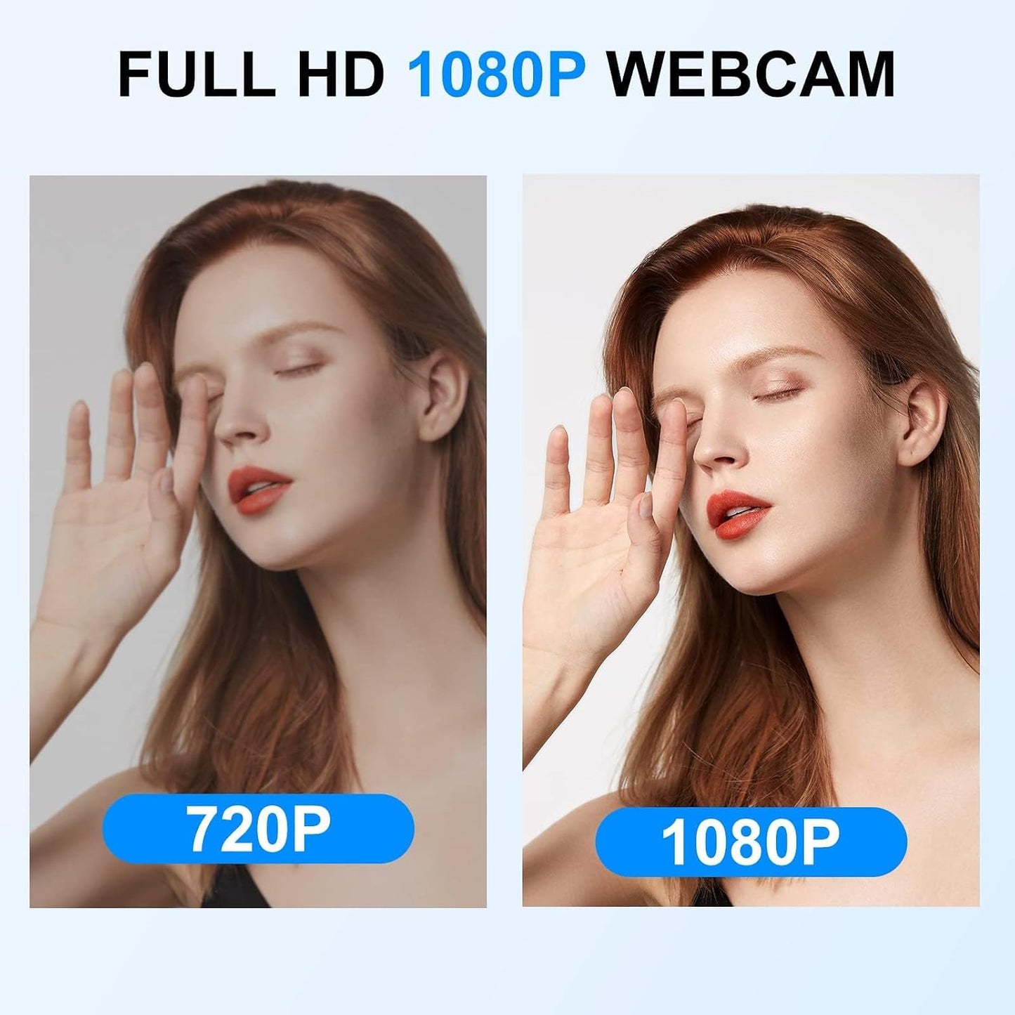 1080P Webcam for PC, Computer Camera with Privacy Cover & Tripod, Dual Noise-Cancelling Microphones, Ideal for Zoom, Skype, Video Calls & Conferences