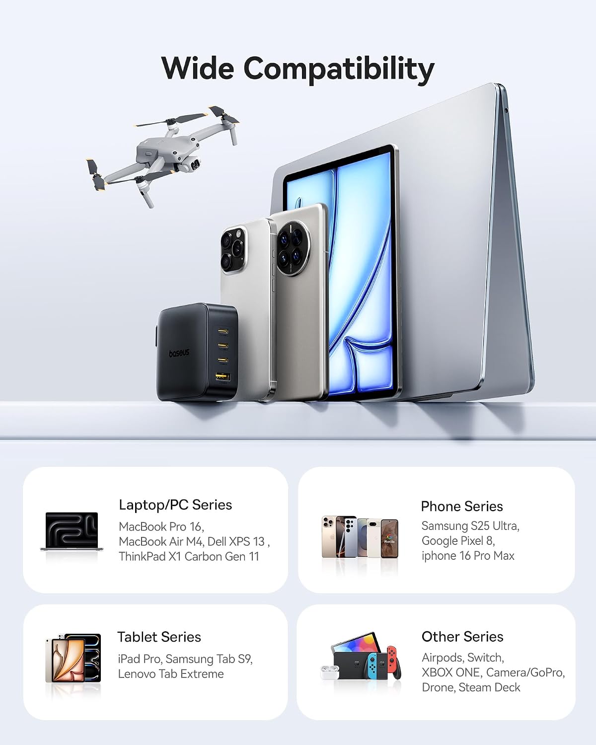 Baseus PD3.1 140W USB C Charger PPS Fast Charger Type C Fast Charging Block | USB C Brick for MacBook Air/Pro, Pixelbook, iPad, iPhone 17/16/15 Series, Galaxy S25 Ultra and More