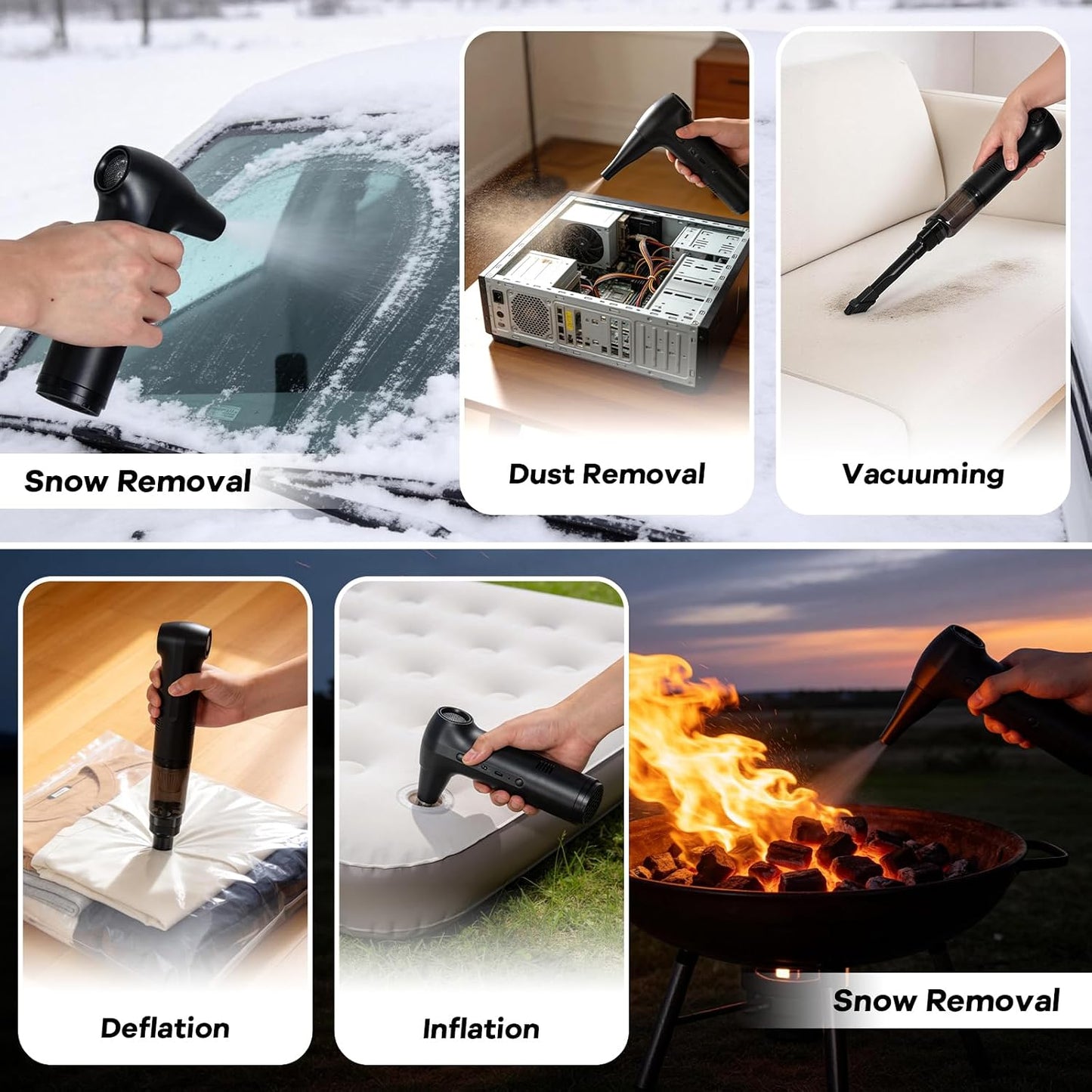 Electric Air Duster 2-in-1 Vacuum Blower, Portable Vacuum Cleaner150W Brushless Motor 130000 RPM, 3 Speed Cordless Rechargeable Cleaner for Keyboard, Electronics, Home, Car