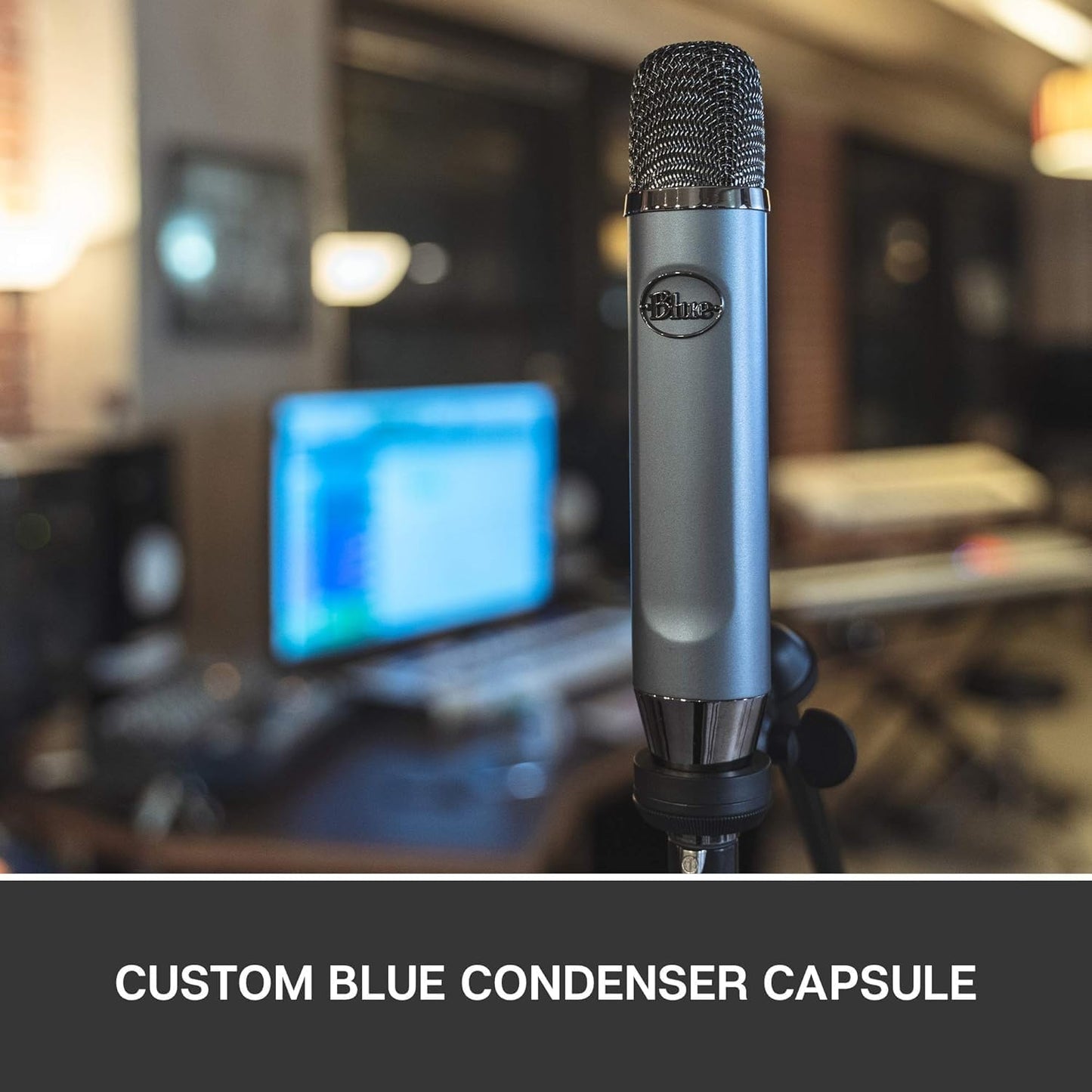 Logitech Blue Ember XLR Condenser Mic for Recording and Streaming, Custom Cardioid Capsule and Mic Stand Mount, Gray (Renewed)