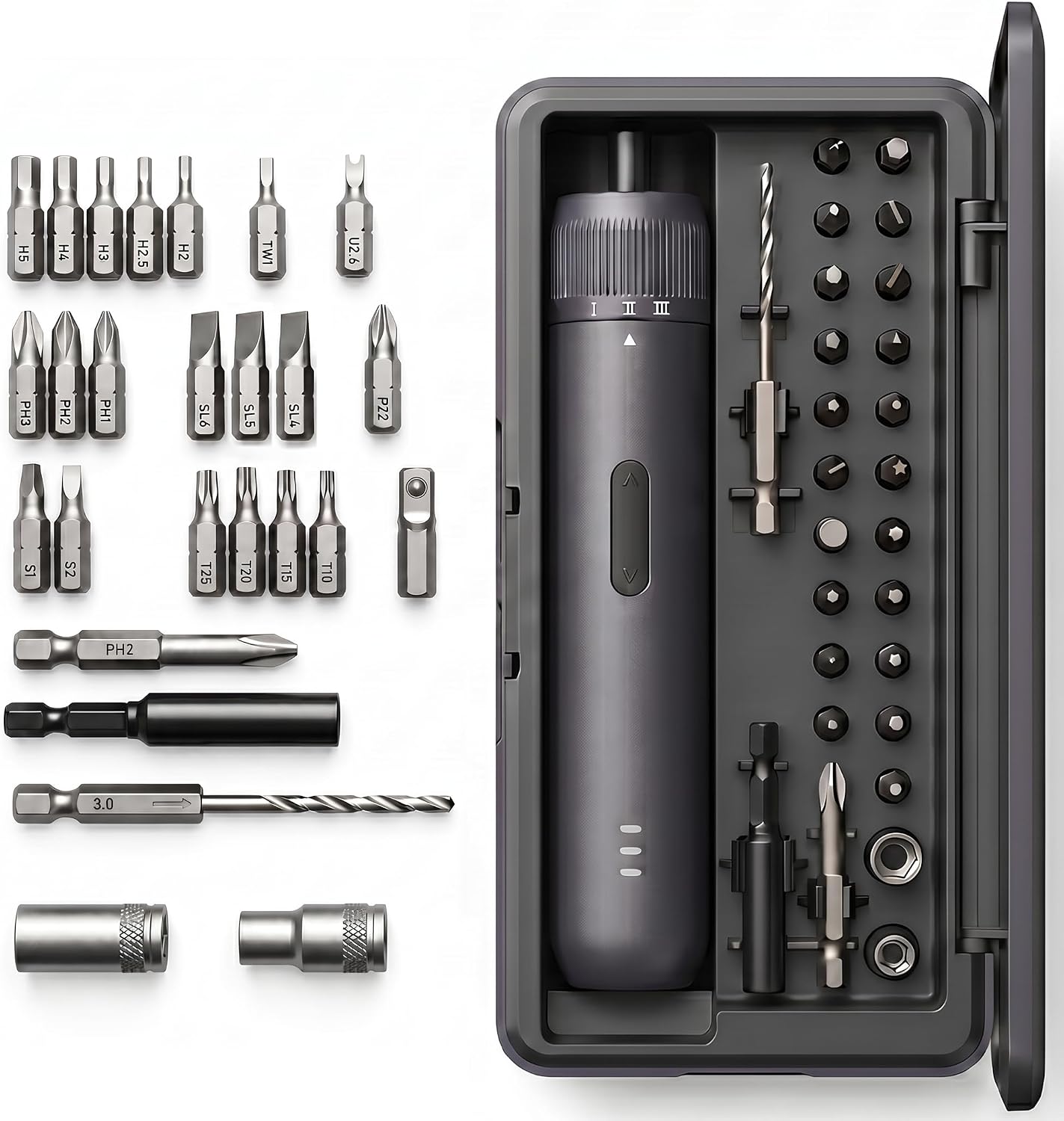 Kartop Electric Screwdriver Kit with 21 Magnetic Bits, Cordless Screwdriver 2000mAh Battery, Rechargeable Power Screwdriver with LED Light