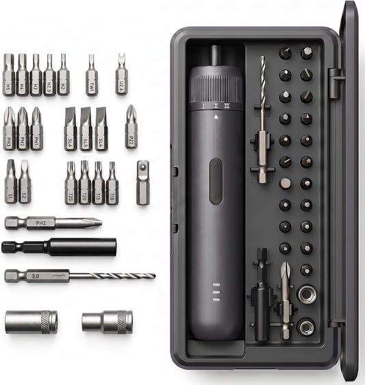 Kartop Electric Screwdriver Kit with 21 Magnetic Bits, Cordless Screwdriver 2000mAh Battery, Rechargeable Power Screwdriver with LED Light