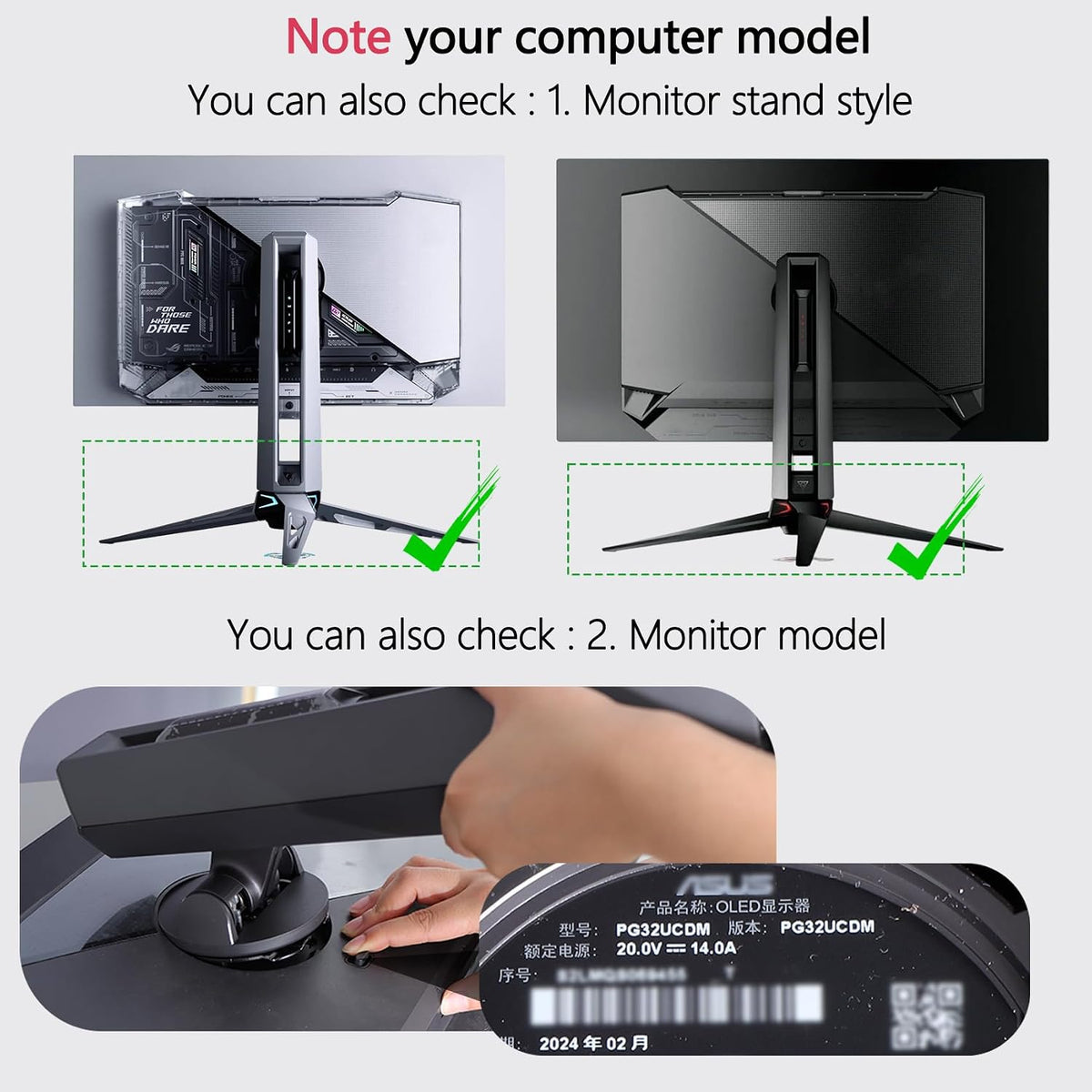 OEM PG27AQWP-W VESA Adapter Compatible with ASUS ROG Monitor | Fit XG27UCDMG,XG27ACDNG,XG27AQDNG,XG27AQDMGR,XG27AQDPG,XG27ACDMS,XG32UCDS,XG32UCWMG,XG34WCDG,PG39WCDM,PG49WCD and more