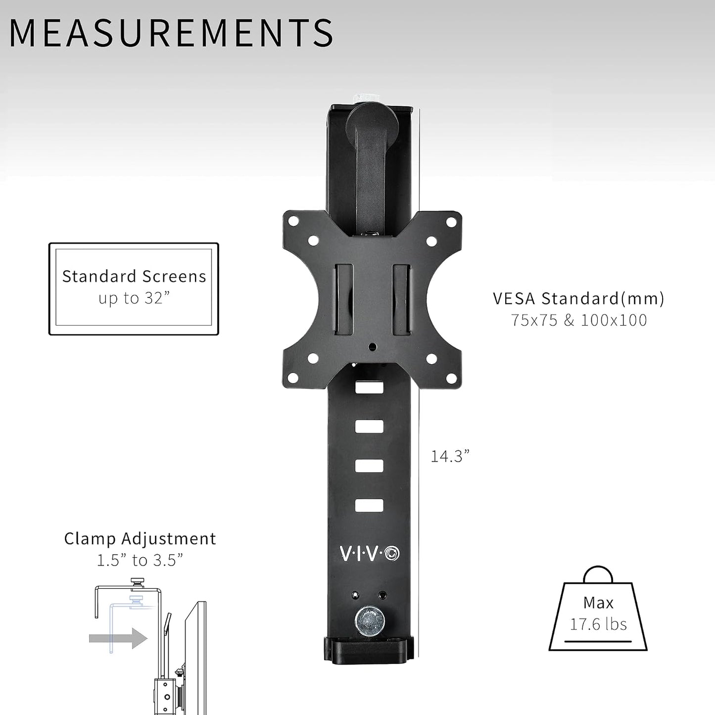 VIVO Black Office Cubicle Bracket VESA Monitor Mount Stand Hanger Attachment Adjustable Clamp for 17 to 32 inch Screen (Mount-CUB1)