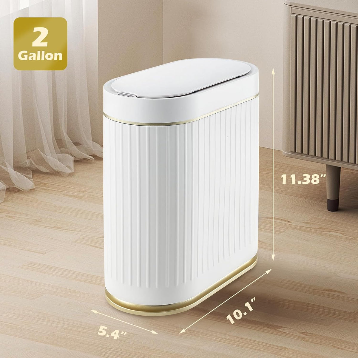 SYNCVIBE Bathroom Trash Can with Lid, 2 Gallon, Motion Sensor
