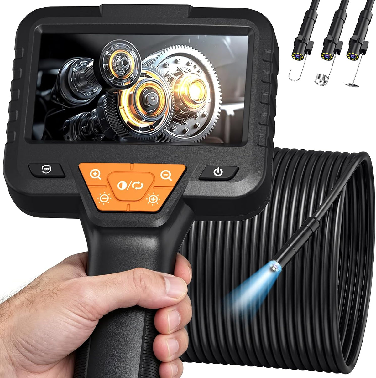 32.8FT Endoscope Camera with Light-1080P HD Borescope Inspection Camera | IP67 Waterproof Sewer Tools with 8 Adjustable LEDs,Snake Cameras with 4.3" IPS Screen for Plumbing & Automotive Engines