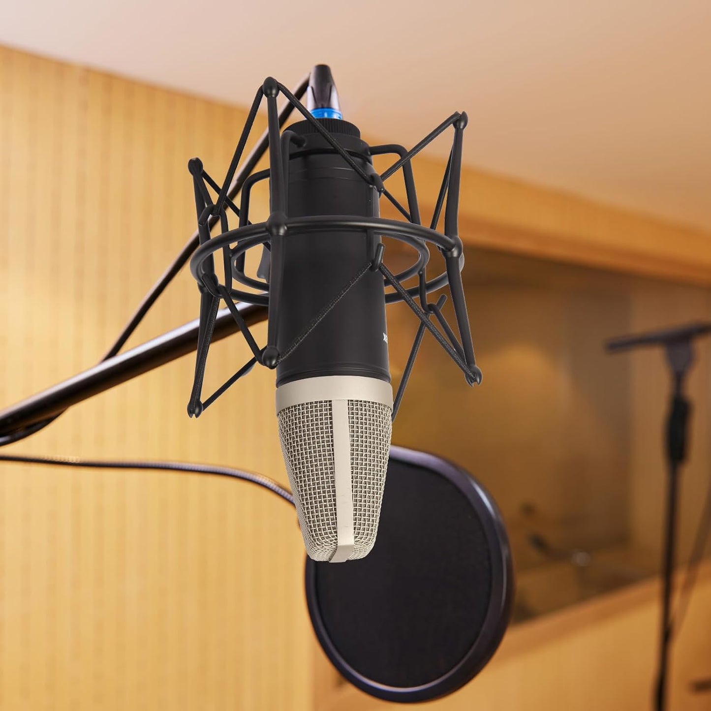 Condenser Microphone XLR, Large Diaphgram Professional Recording Cardioid Microphone Kit w/Shock Mount, for Studio, Live Streaming, Podcasting, Voice-Over, You-Tube (Black)