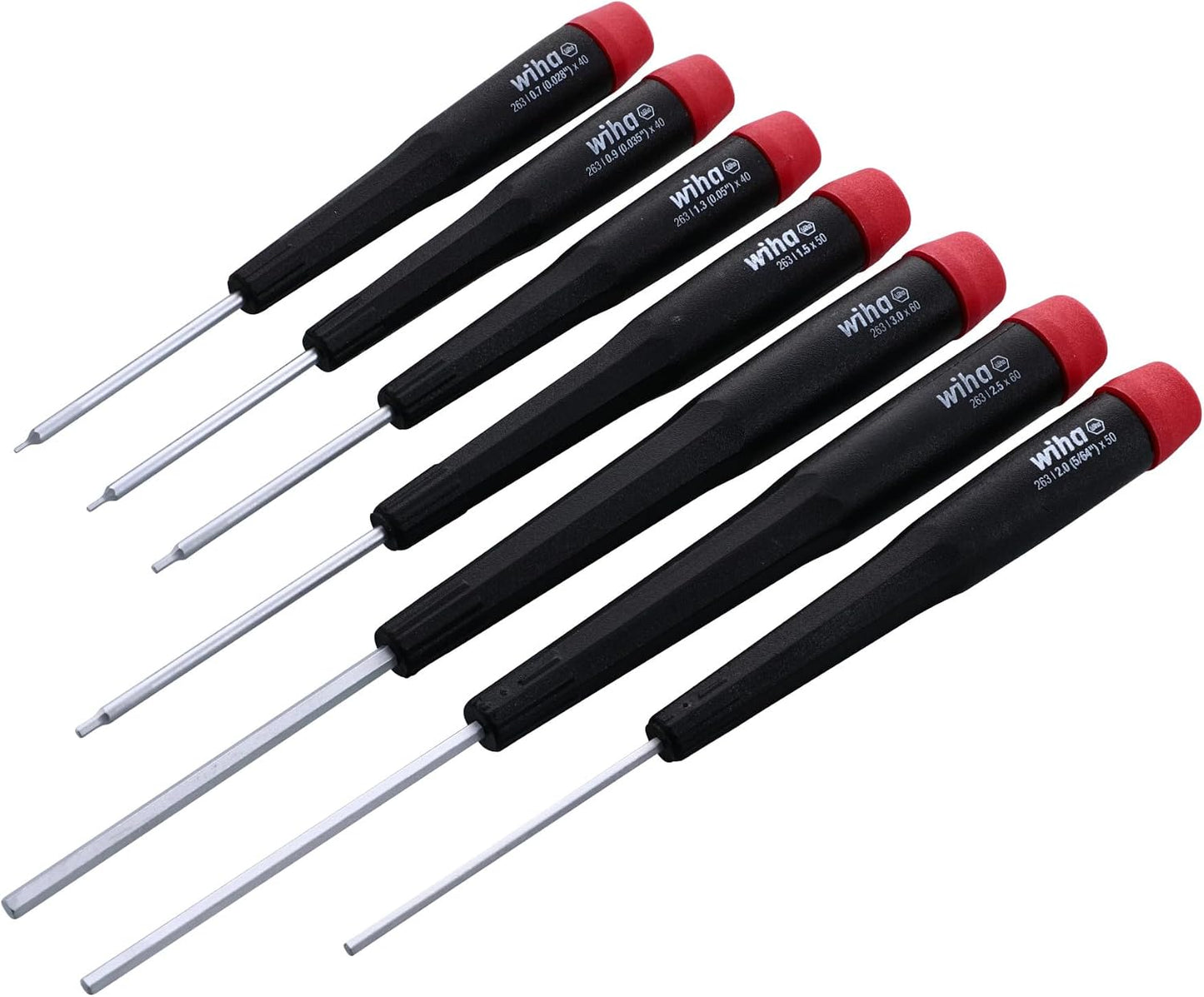 Wiha 26390 Screwdriver Set, Hex Metric With Precision Handle, .7 - 3.0mm, 7 Piece, original version, one size | .7-3.0mm, Original Version, One Size