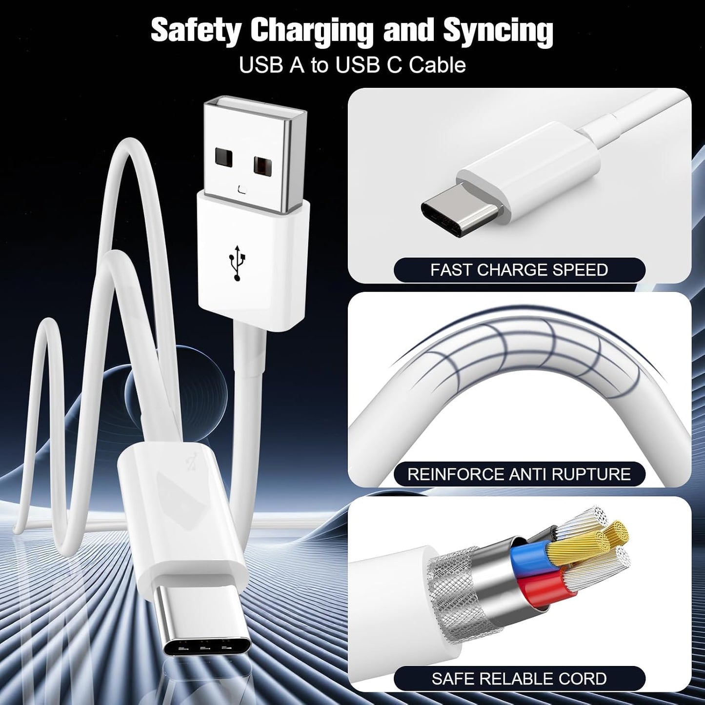 Car Carplay Cable for iPhone 17/16/15,iPhone 16/15 Plus17/16/15 Pro 17/16/15Pro Max charger ,USB A to USB C for Carplay USB C Cord, iPad USB C Cable 10th, iPad Air Car Charger Cable Cord 6FT (White)