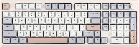 EPOMAKER Galaxy100 QMK/VIA Wireless Gaming Keyboard, Aluminum Shell, BT/2.4Ghz/USB-C, Pre-Lubed Hot-Swappable Linear Switches, NKRO, RGB Backlit (Creamy White, Marble White Switch)