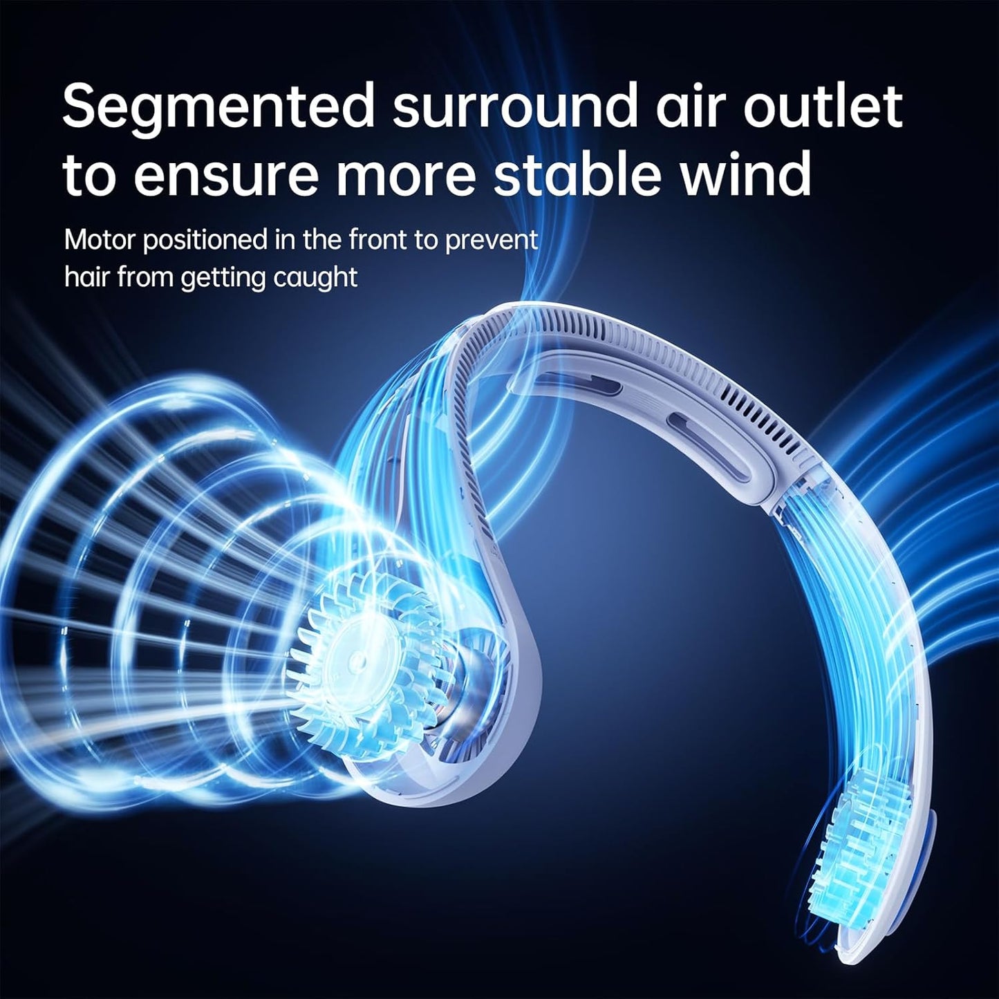 JISULIFE Portable Neck Fan Upgraded: Neckbrace Hands-Free, 5-Speed 5000 mAh | 16.5H Max Runtime, Personal Wearable Bladeless Rechargeable Fan for Outdoor/Travel/Concerts, Gifts for Women Men - Sunny Blue