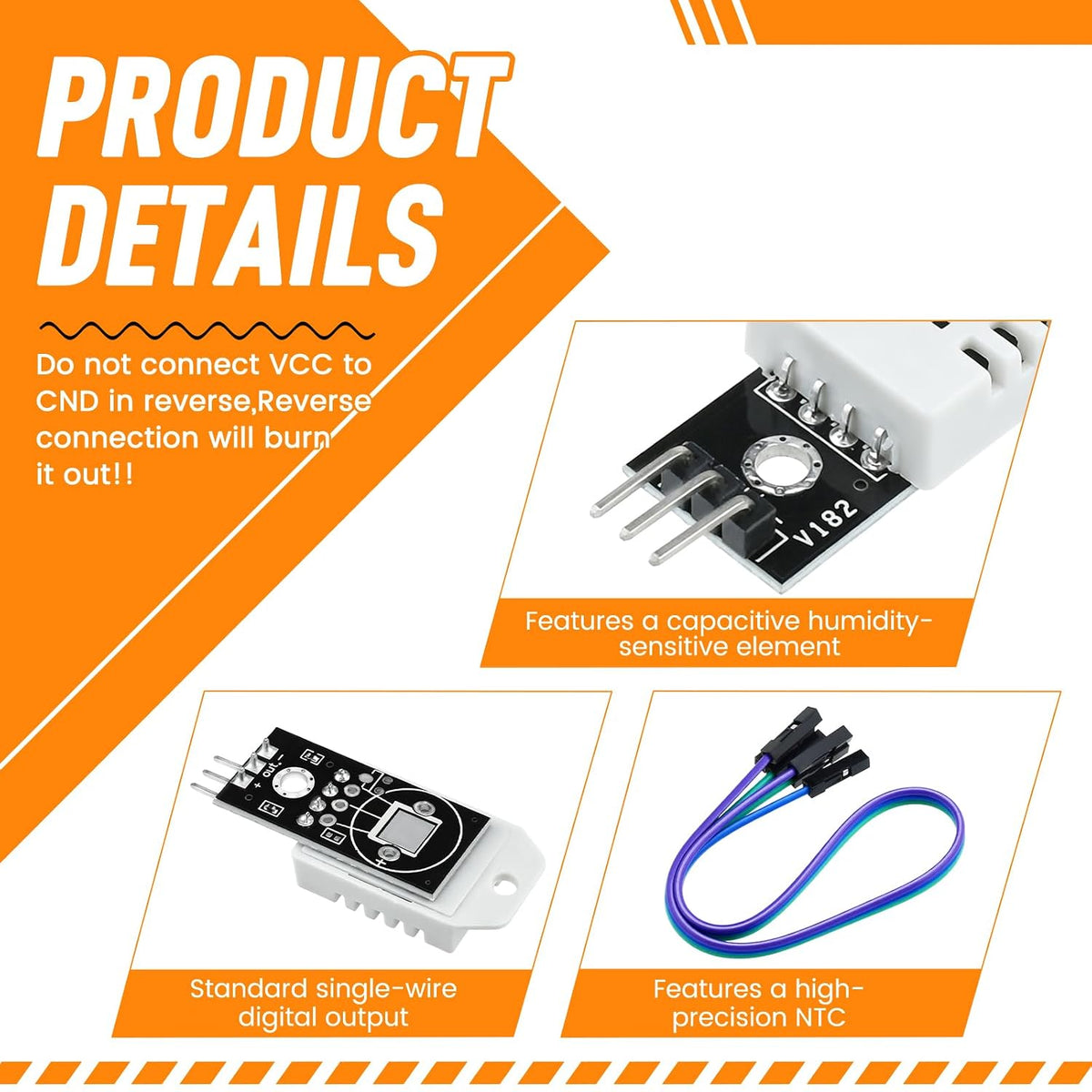 5Pcs DHT22 Digital Temperature Humidity Sensor Module with Cable