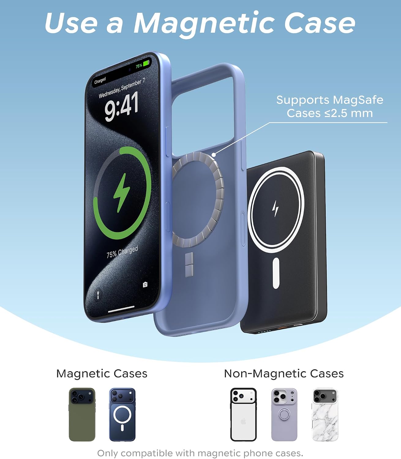 BBD Magsafe Portable Charger,12000mAh Wireless Power Bank with USB-C Cable,Magnetic Power Bank Fast Charging PD 20W,Travel essential Slim Magsafe Battery Pack for iphone 17/16/15/14/13/12 Series 1Pack