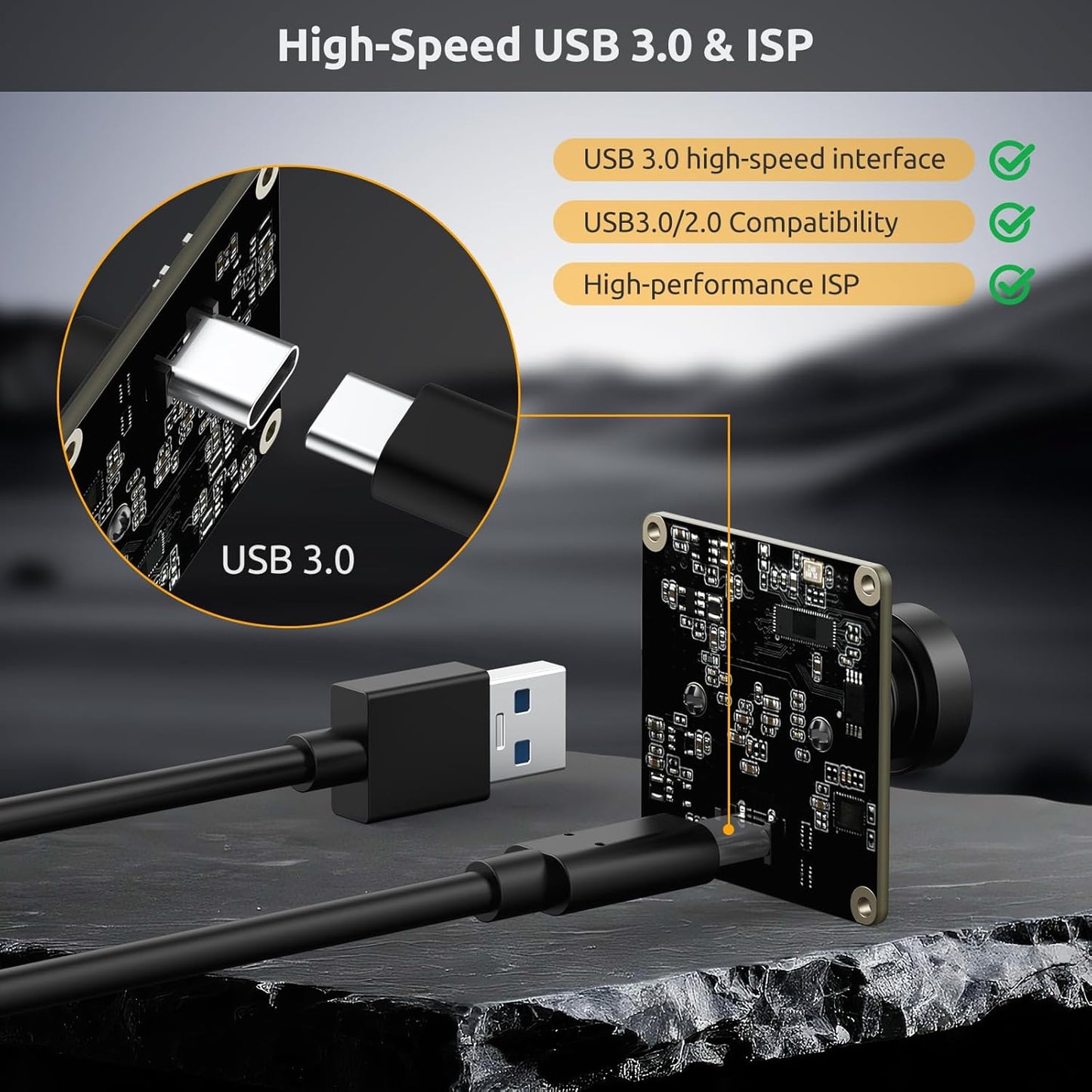 USB 3.0 UVC Camera Module with IMX415 Sensor, 4K@30FPS & 1080P@60FPS, Plug and Play for Windows/Linux/Mac/Android/Raspberry Pi/Jetson Nano/ARM Boards