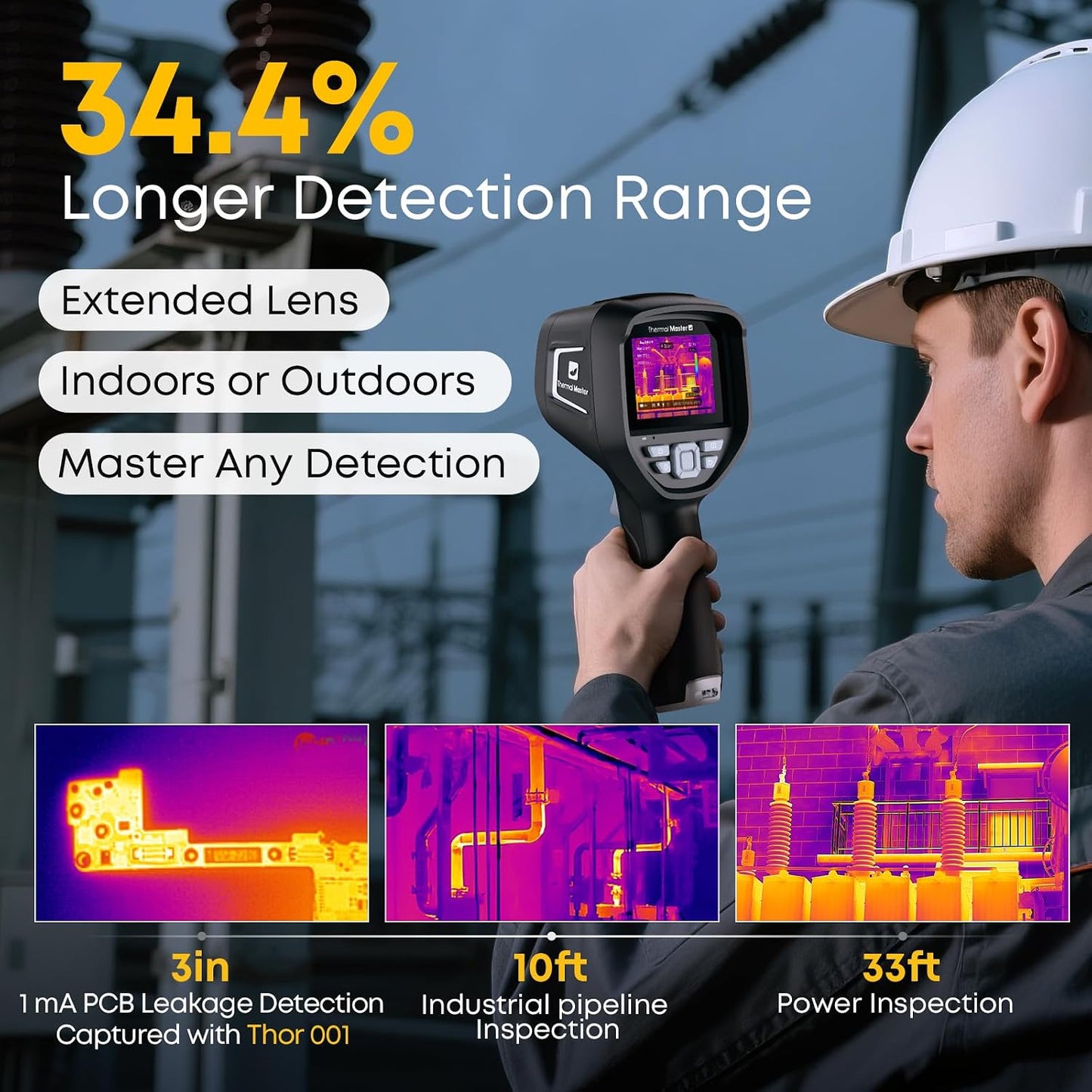 Thermal Master Thor002 Handheld Thermal Camera, 512 × 384 X³ Resolution | 3.5" IPS Screen, 5 Imaging Modes, -4℉ to 1022℉, ±3.6℉ Accuracy Thermal Imaging Camera for Home, HVAC, Electrical Inspections