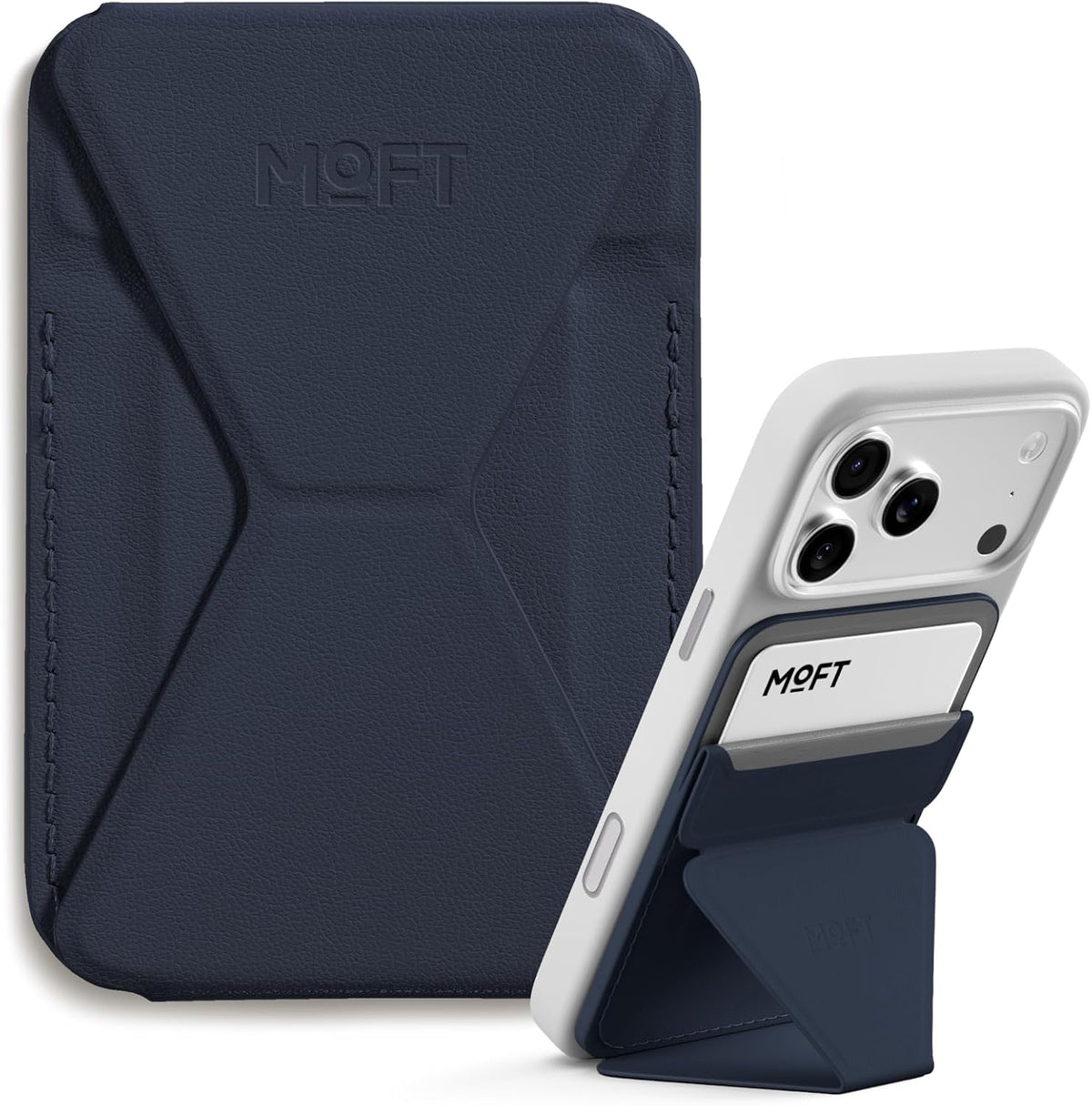 MOFT Magnetic Wallet Stand Compatible with iPhone 17/16/15/14/13/12 Series, Angle Adjustment & Magsafe Compatible MOVAS Phone Stand,Navy Blue