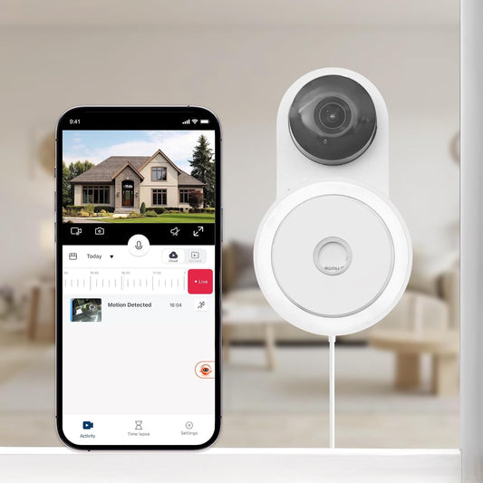 YI 2K Indoor Security Camera with Adhesive Mount, 2-Way Audio, AI Human/Vehicle/Pet Detection, Alerts, Night Vision, Wall/Window Mount, Baby/Pet Monitor, Compatible with Alexa & Google Assistant