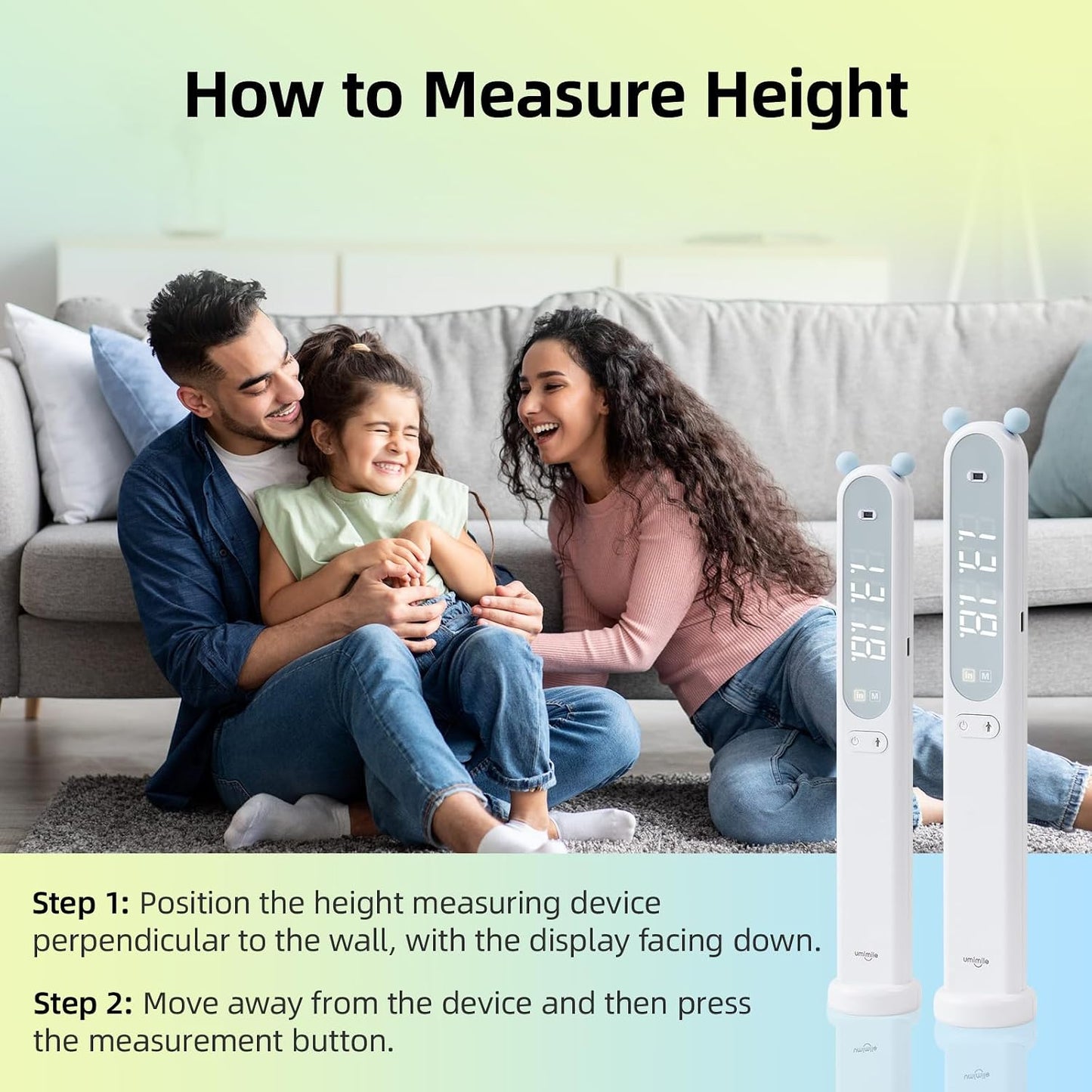 Umimile Portable Height Measurement for Kids, Cordless Infrared Stadiometer | Handheld Stadiometer Device for Kids and Adults, Digital Height Measurement Tool Scale 240 cm / 94.5 inches (Blue)