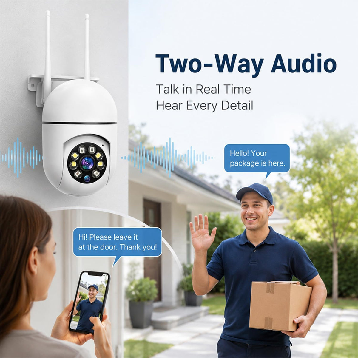 Hawkray 2 Pack Indoor Home Security Camera, Plug-in WiFi, 2.4&5GHz Dual Band, 360° Pan Tilt, Color Night Vision, Two-Way Audio