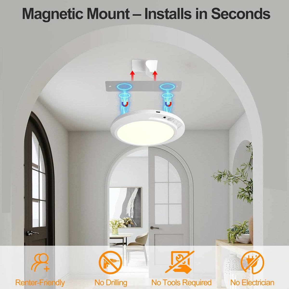Rechargeable Ceiling Light Motion Sensor Closet Light Battery Operated