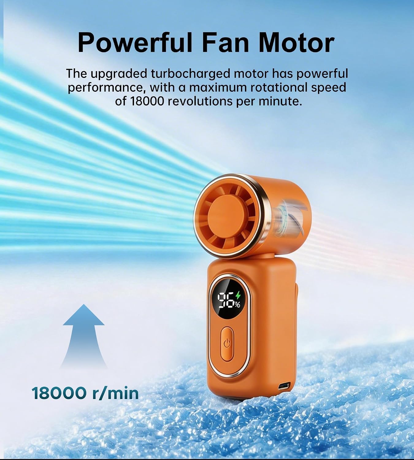 Portable rechargeable handheld small fan， With built-in fixed clamp | 6-speed adjustable high-speed personal fan, LED display screen, suitable for use in makeup, travel, indoor and outdoor