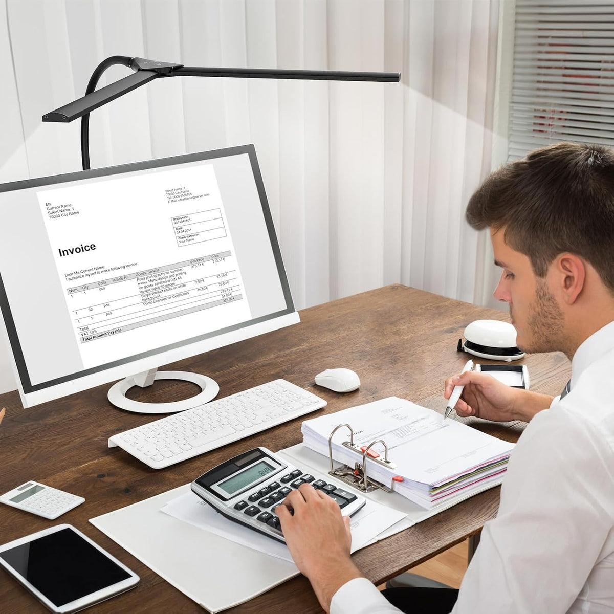Hensam Desk Lamps for Home Office, Adjustable LED Desk Light with Clamp