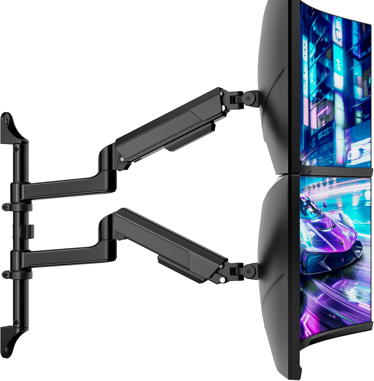 ARES WING 17-40 Inch Ultrawide Vertical Dual Monitor Wall Mount, Black