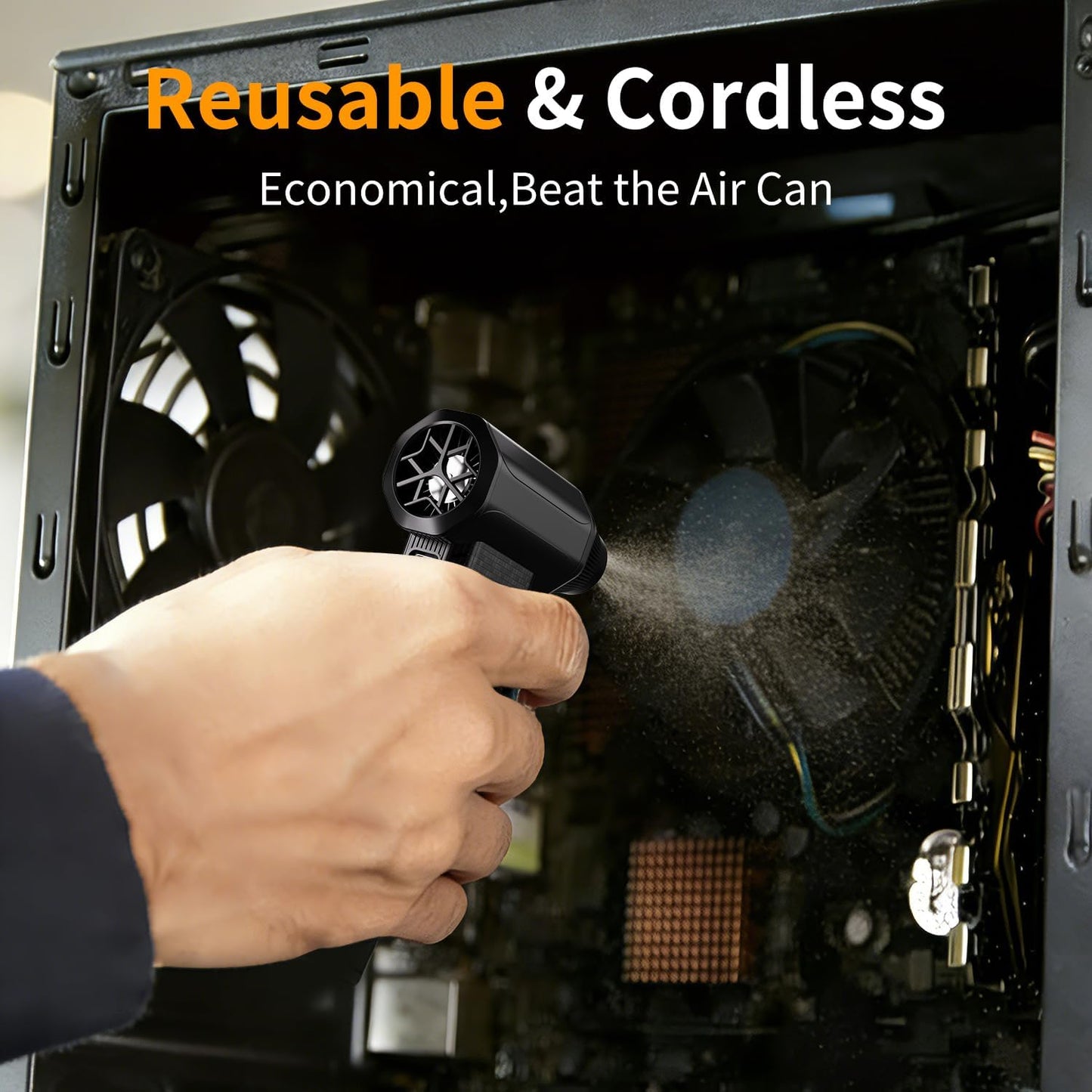 Compressed Air Duster, 110000RPM Electric Air Duster, 3-Gear Mini Blower with Fast Type-C Charging, Turbo Fan Dust Blower for Computer, Keyboard, PC, Car, Home and Electronics