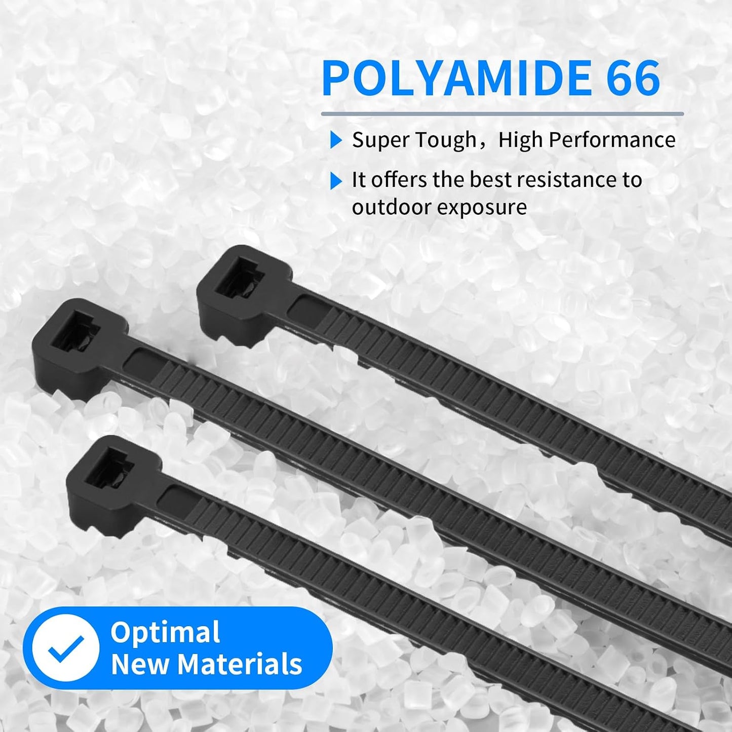 2000 PCS Zip Ties Assorted Sizes 4+6+8+10+12 Inch Self-locking Nylon Cable ties Outdoor, UV Resistant Wire Straps for Home Office Garden Workshop Indoor Outdoor Fence(Black)